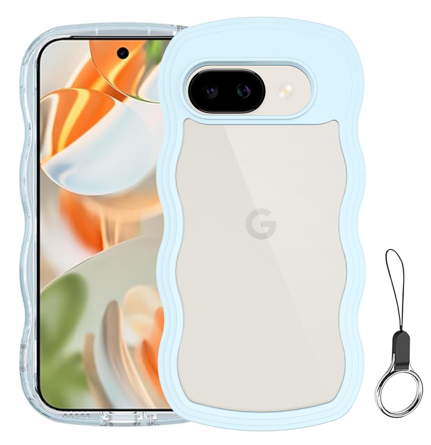 Google Pixel 9A ケース クリア ウェーブ ピクセル 9A TPU波状フレーム うねうね グーグル ピクセル9A 滑り止め スマホケースウェーブ デザイン 手にフィット 韓国 可愛い 女性用 女子向け 透明 ケースカバー 人気 落下防止 耐衝