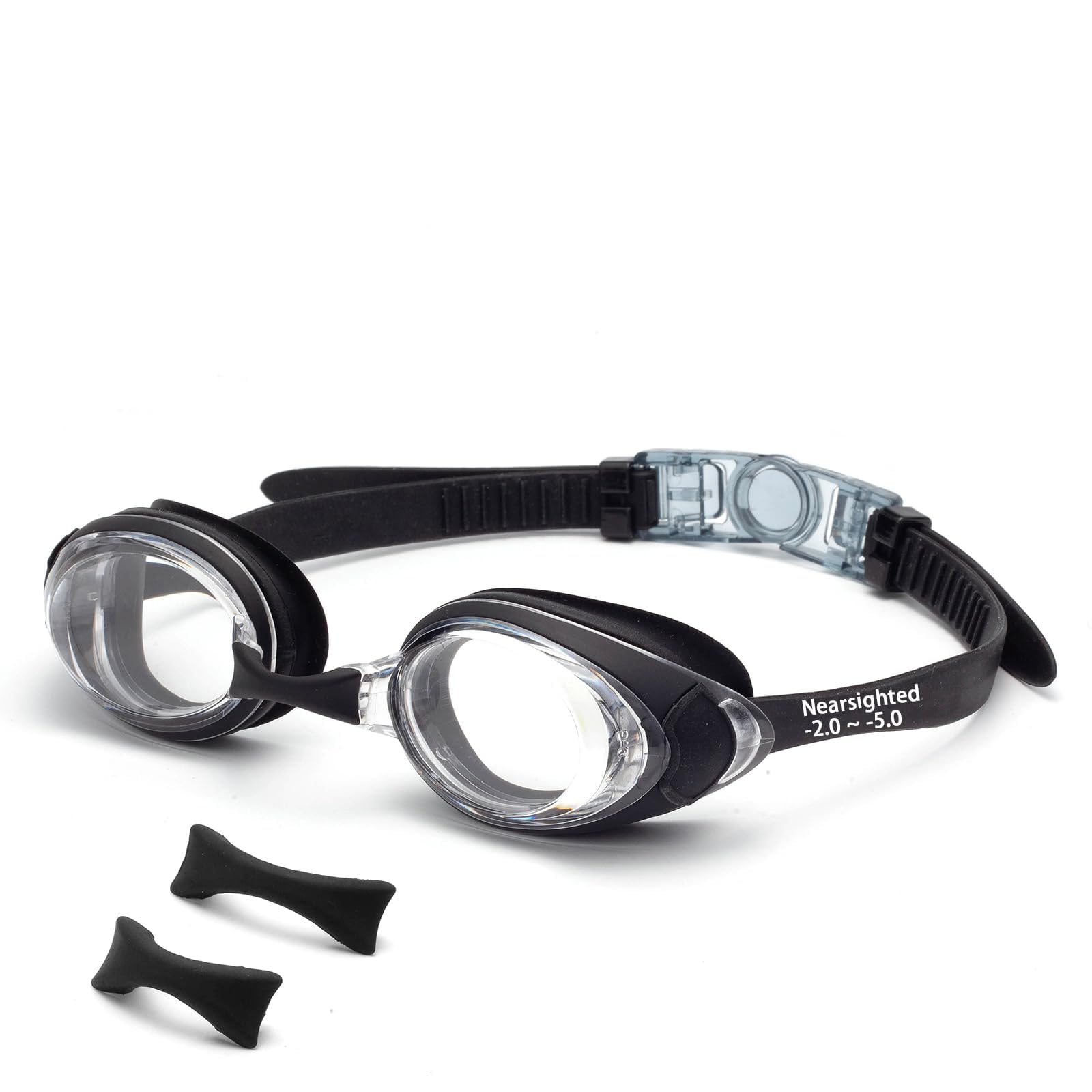 [ESAVIA] スイミングゴーグル 度付き水泳ゴーグル 子供用 4歳~14歳 近視用 水中メガネ 度付きレンズ 水中眼鏡 曇り止め UVカット くもり止め 抗菌クッション ケース付き 女の子 男の子 キッズ 小学生 中学生 (ブラック, -3.5)