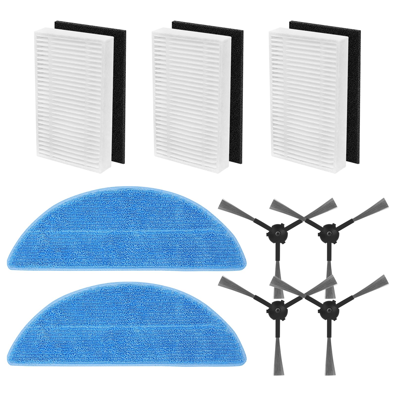 樂天商城 - KEEPOW 9点セット エコバックス用 ロボット掃除機 Y1/Y1 Plus/Y1 Pro Plus 交換部品 （フィルター3枚＋サイドブラシ4本＋モップ2枚）再利用可能 消耗品 モップパッド 掃除機用パーツ [並行輸入品]