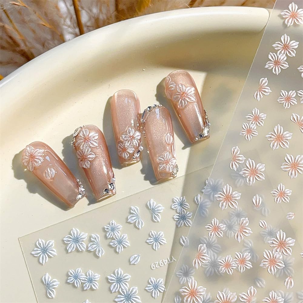 DUOLEIMI ネイルシール 桜 花 ネイルステッカー 透け感 白 ネイルデザイン ネイルアート シール フラワ..
