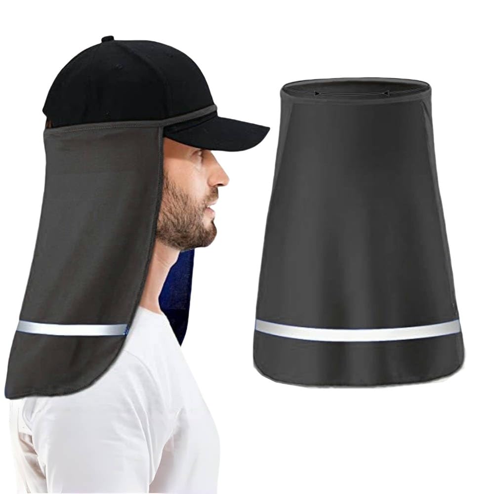 DUOLEIMI ヘルメット たれ 2枚 日除けカバー ネックカバー 取り付け用 タレ 冷感 帽子たれ ネックガード ネックシェード 日よけ サンシェード 高視認性 熱中症対策 吸汗速乾 (黒)