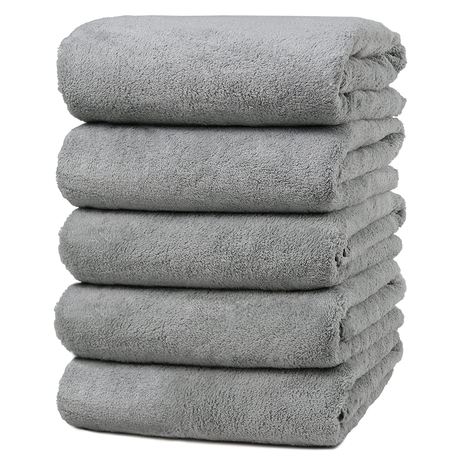 Joyful バスタオル マイクロファイバー ホテル仕様 大判 60*120cm 5枚セット 高速吸水 速乾 耐久性 抗..
