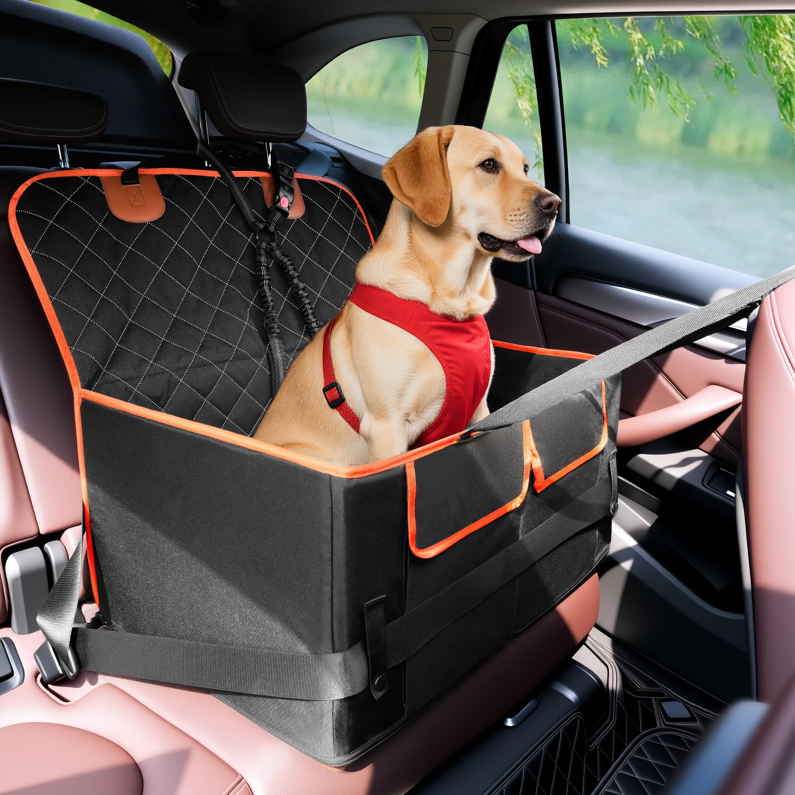 樂天商城 - Tresbro【小型犬・中型犬向け】ペットドライブシート ドライブボックス 後部座席マット 前後3重ベルト固定 犬 ドライブベッド 人気 防水 耐摩 折りたたみ式 車犬カーシート 多頭飼いにも対応 犬用猫用 犬車に乗せるグッズ