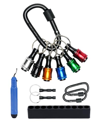 KEEPOW 12個セット 6.35mm（1/4"） 六角軸ドリルビットホルダーキーリング アルミ合金製ビットホルダー..