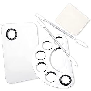 2枚セット ステンレス化粧パレット & スパチュラ付、メイクアップアーティスト用混合パレット、リキッ..