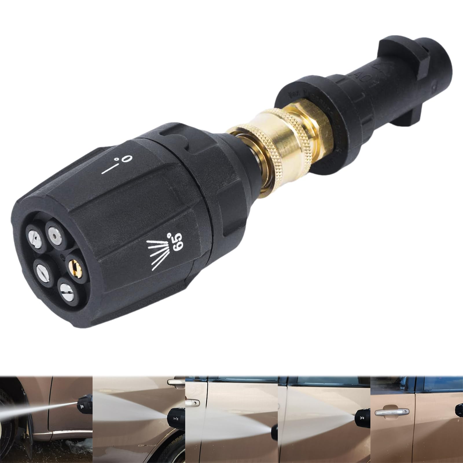 aleawol ケルヒャー ノズル 高圧洗浄機ノズルキット 5つの噴射角度 0° 15° 25° 40° 65° 調節水流 海外規格1/4クイックカプラ 取り付け簡単 ケルヒャーKmini K2 K3 K4 K5 K6 K7 JTKと互換 自動車、ファサー