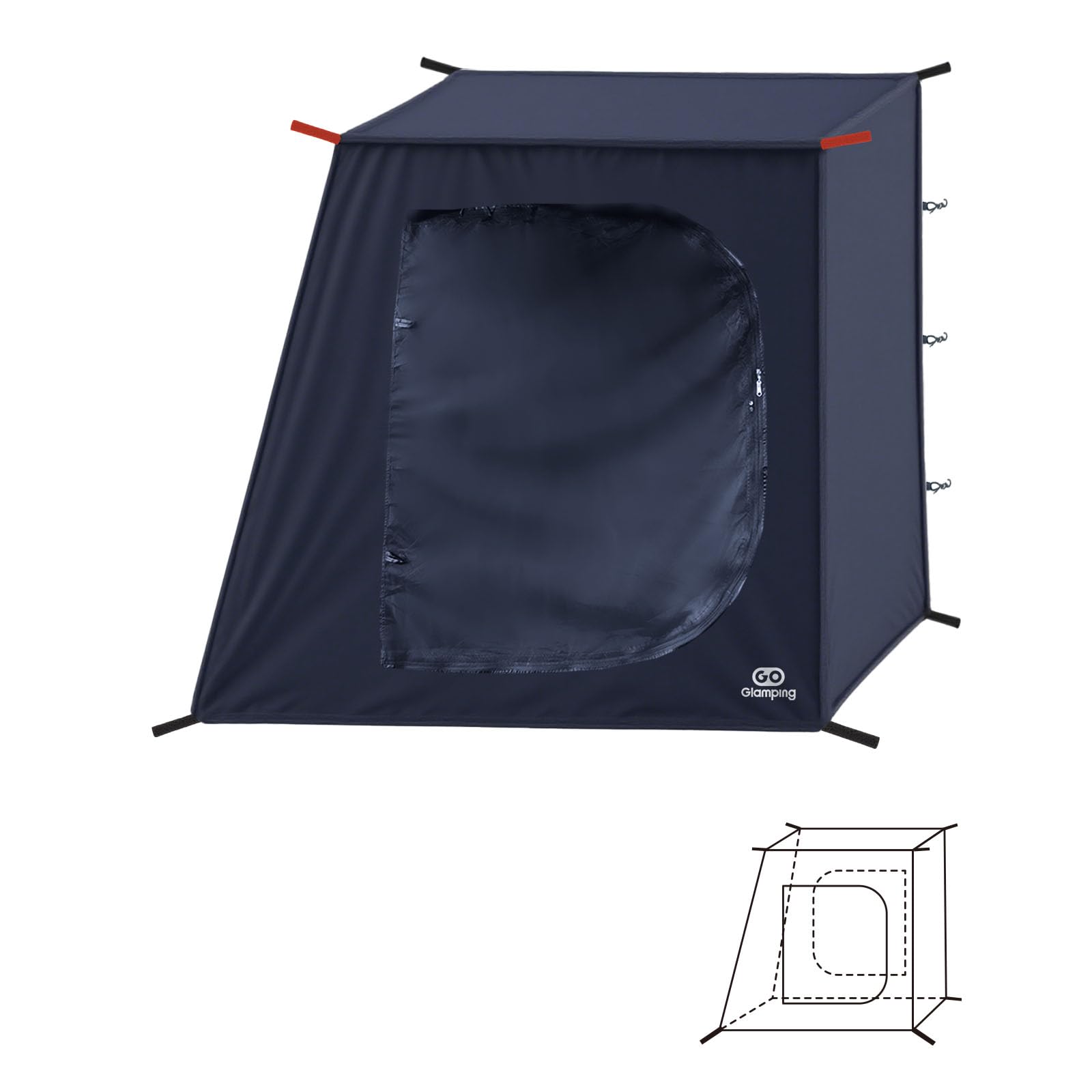 Rakuten - GOGlamping CABIN ロッジテント専用インナーテント 1人用 メッシュ 蚊帳 吊り下げ式 二重ドア前後開閉可能 バスタブ型フロア 防虫 ソロ 軽量 コンパクト 設営簡単 収納袋付き アウトドア キャンプ用 ブラック
