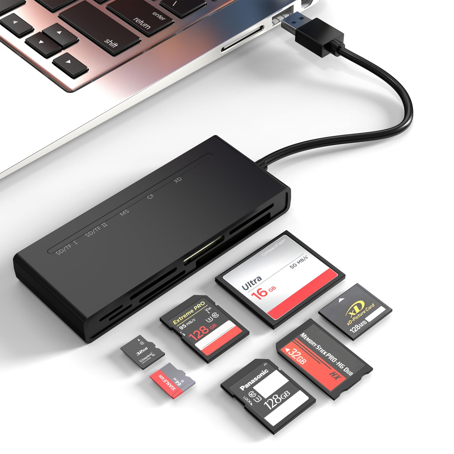 USB3.0 マルチ SD カードリーダー、SD/TF/マイクロSD/CF/MS/XD 7in1 5Gbps高速 usb3.0 メモリーカード..