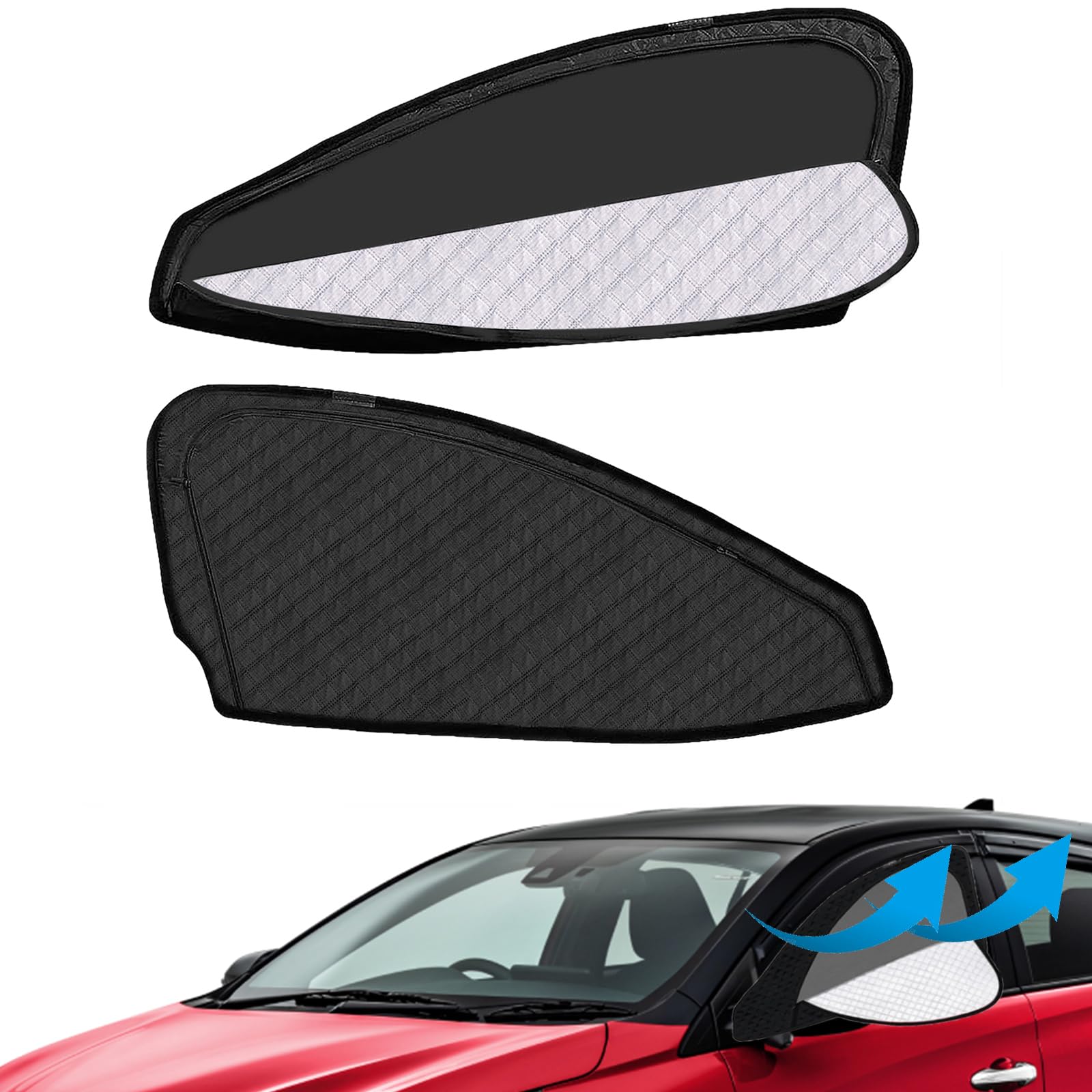 強化版 マツダ との互換性あり デミオ DJ サンシェード マグネット式 サイド用 車窓日よけ 車中泊 車種専用 2in1一体式 カーシェード 遮光 メッシュカーテン 車内の目隠 防蚊 日除け 通気性 UVカット 紫外線カット 虫よけ 折り畳み式 簡単着脱