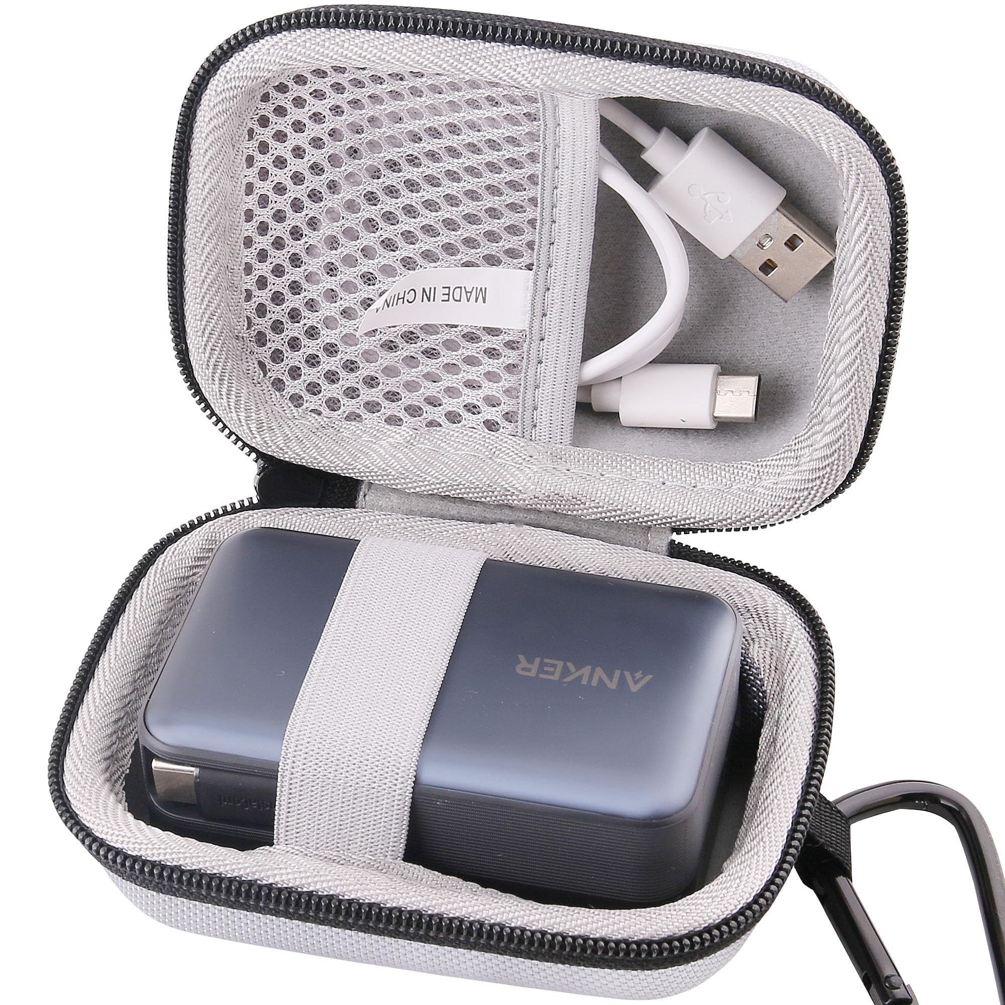 WAIYUJP収納ケース互換の Anker Nano Power Bank (10000mAh, 45W USB-Cケーブル) モバイルバッテリー 保護 キャリング 収納ケース (グレー)