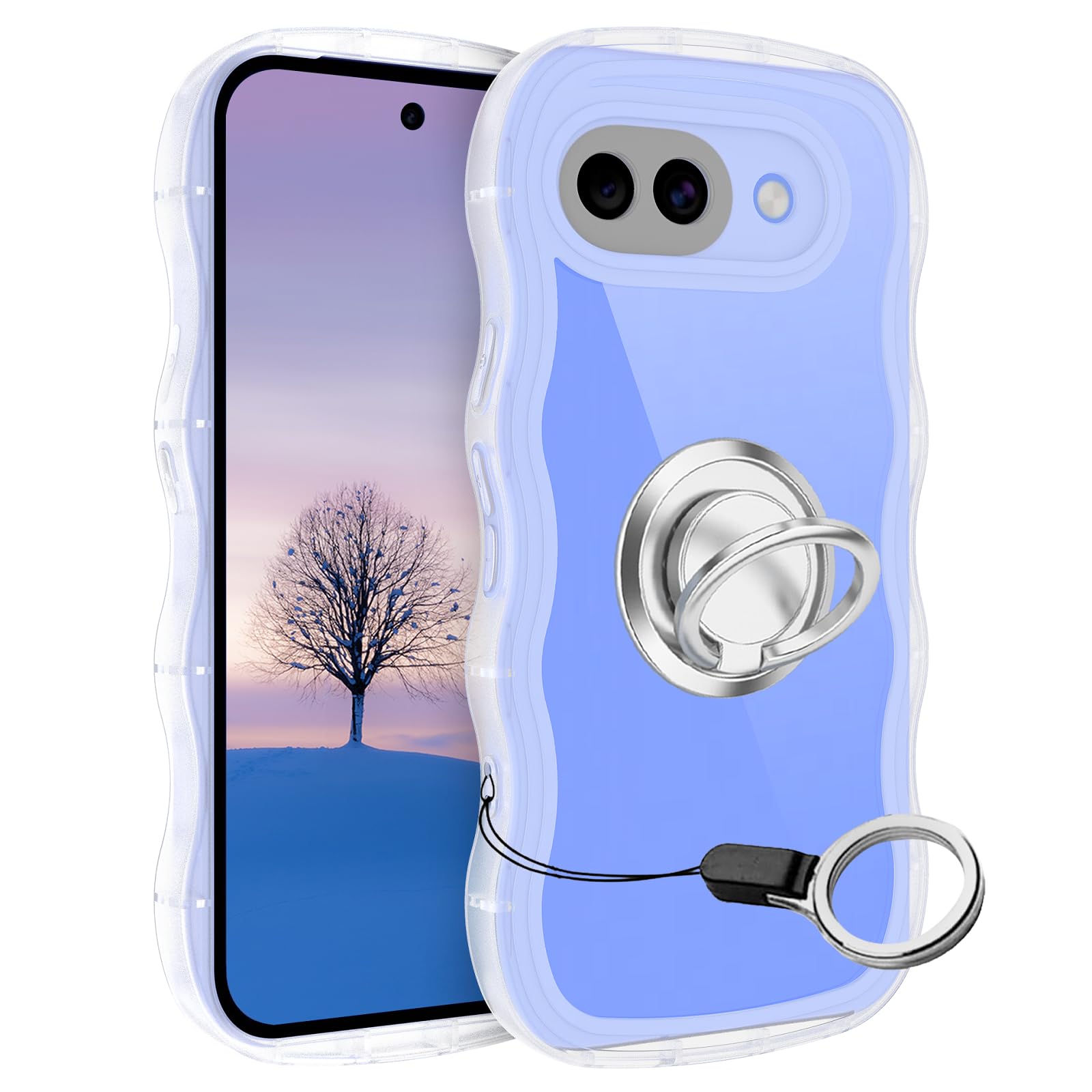Google Pixel 10A ケースクリア ウェーブ リング付き グーグル ピクセル10A TPU波状のバンパー 透明 スマホケース かわいい うねうね グーグル ピクセル10A ウェーブ デザイン 可愛い 韓国 女性用 薄型 人気 おしゃれ 耐衝撃