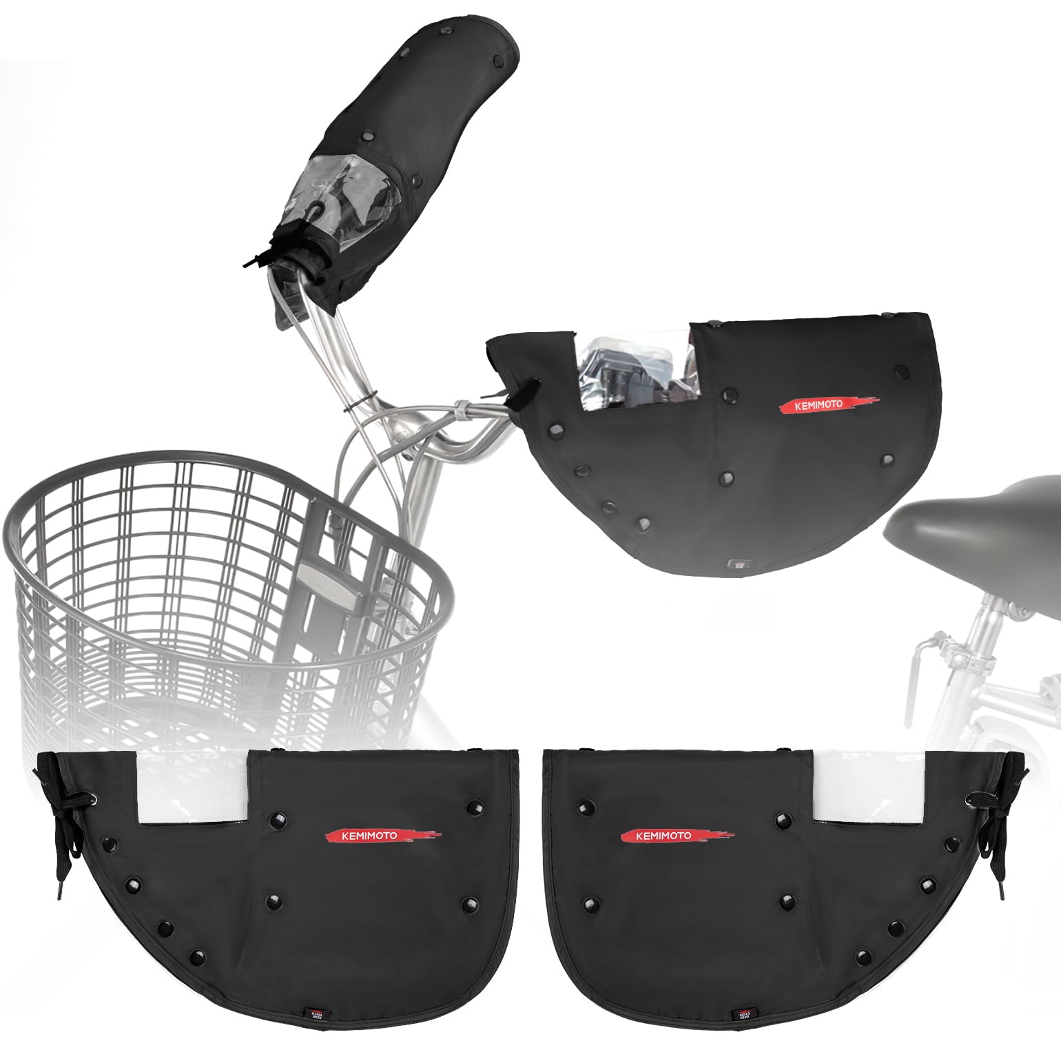 KEMIMOTO 自転車 ハンドルカバー ハンドル日除けカバー 日焼け防止 撥水 柔らかい 電動自転車 ママチャ..