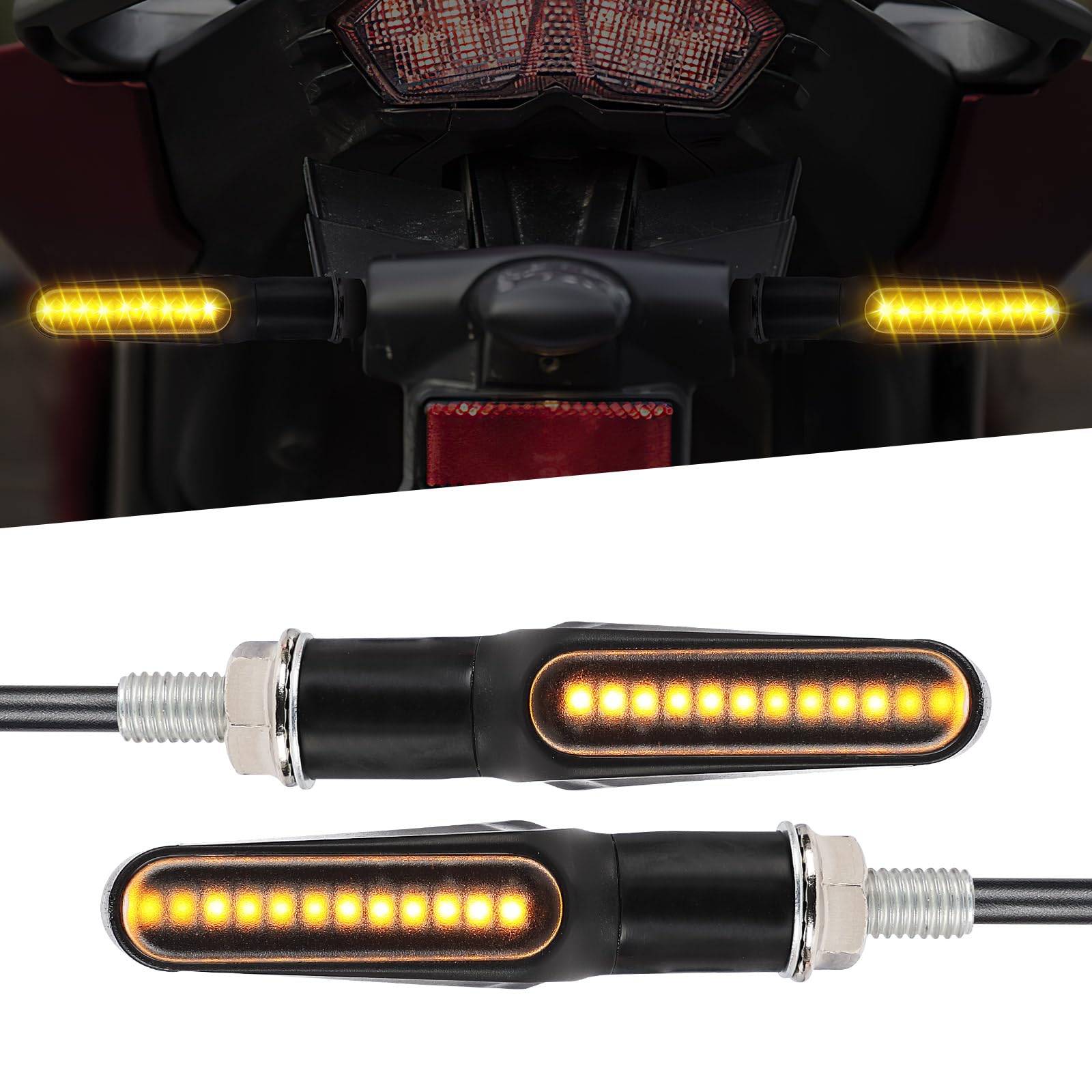 【M8のバイト専用】KEMIMOTO ウインカー バイク LED ウインカー eマーク 流れるウィンカー 12V シーケ..