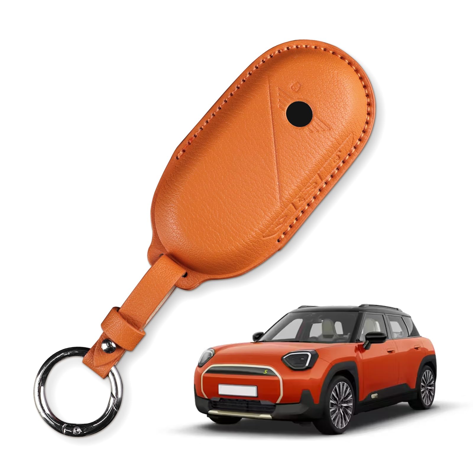 KUNGKIC ミニクーパー 2024 2025 S F65 F66 F67 カントリーマン U25 ACEMAN J05 用 レザープロテクター スマートキーケースキーホルダー