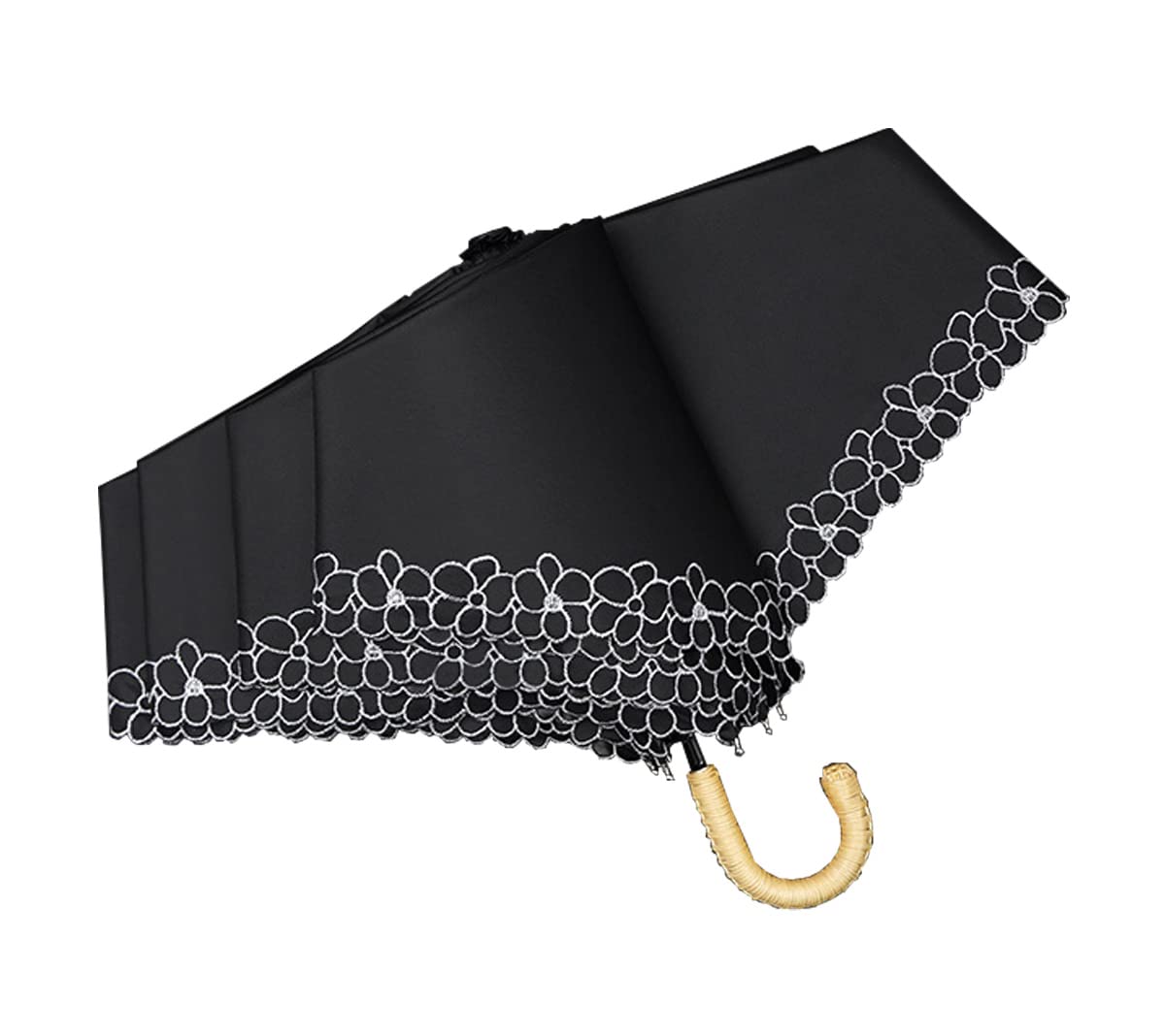 hiino kano 超軽量 日傘 おりたたみ傘 レディース 約173g/193g uvカット 完全遮光/遮熱 晴雨兼用傘 植物ラタン製 アルミ製 J型ハンドル...