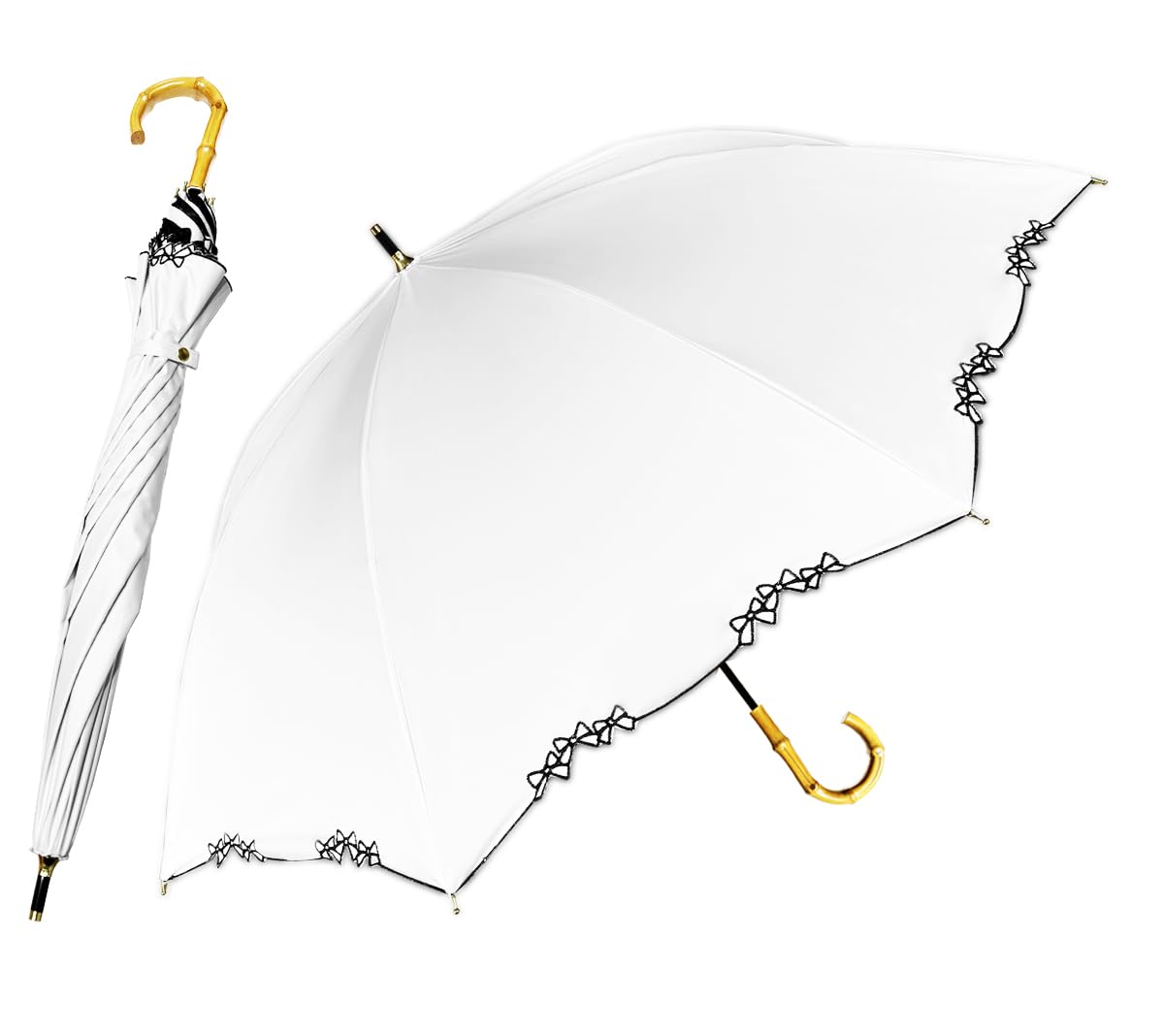 hiino kano 傘 レディース 日傘 uvカット 遮光 長傘 日傘兼用雨傘 レディース 超軽量 約250g バンブーハンドル 母の日のプレゼント 敬老の日...