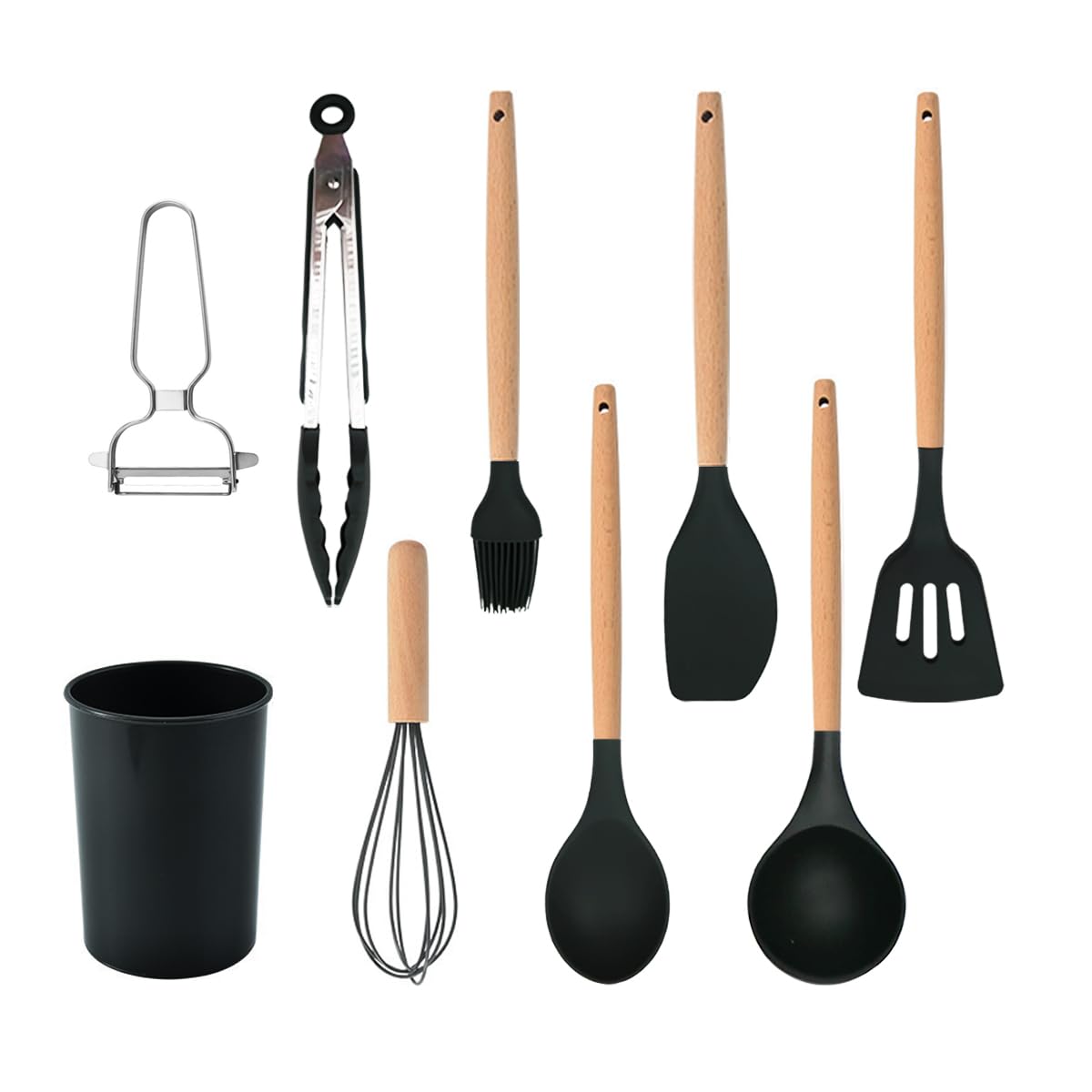 楽天VanVenushiino kano キッチンツール セット 調理器具 12点/9点セット 一人暮らし 台所用品 新居祝い 母の日プレゼント 耐熱 耐久性 木製ハンドル 和洋中料理に適用 抗菌 傷つかない ピーラー フライ返し おたま トング スプーンなど オシャレ配色