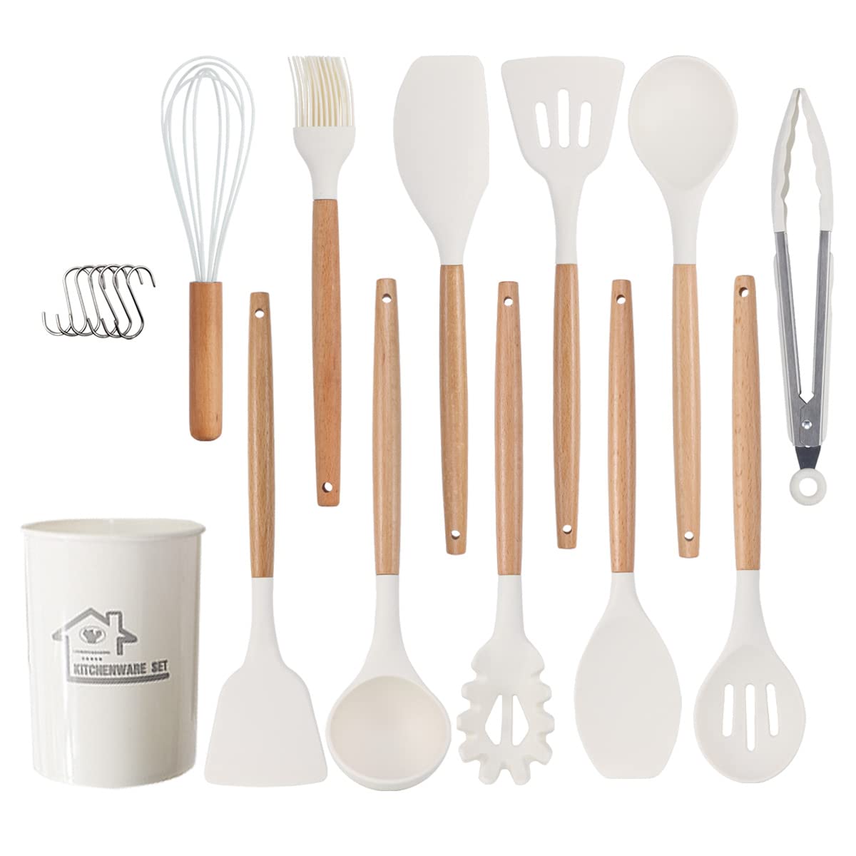 hiino kano キッチンツール セット 調理器具 製菓器具 台所用品 耐熱シリコン 木製ハンドル 食洗機対応..