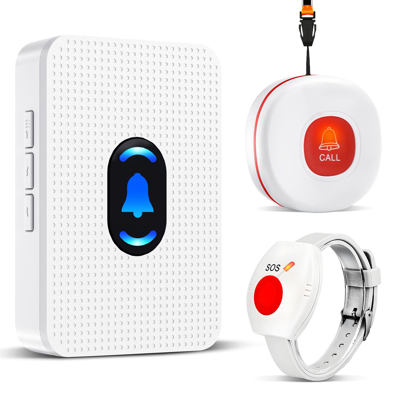 DAYTECH 介護呼び鈴 ワイヤレスチャイム 呼び出しベル介護用 防水 介護用緊急連絡ベル SOS 呼び出しボ..