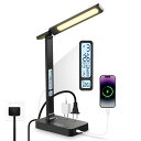 8IN1多機能 デスクライト テーブルランプ 学習机 USB Type-C端子 AC電源2口付き 電力出力 600ルーメン 90Ra演色度 タイマー機能 ナイトライト 時計付き LCDディスプレイ 日付/時刻/曜日/温度表示 タッチセンサー 折り畳み 電気