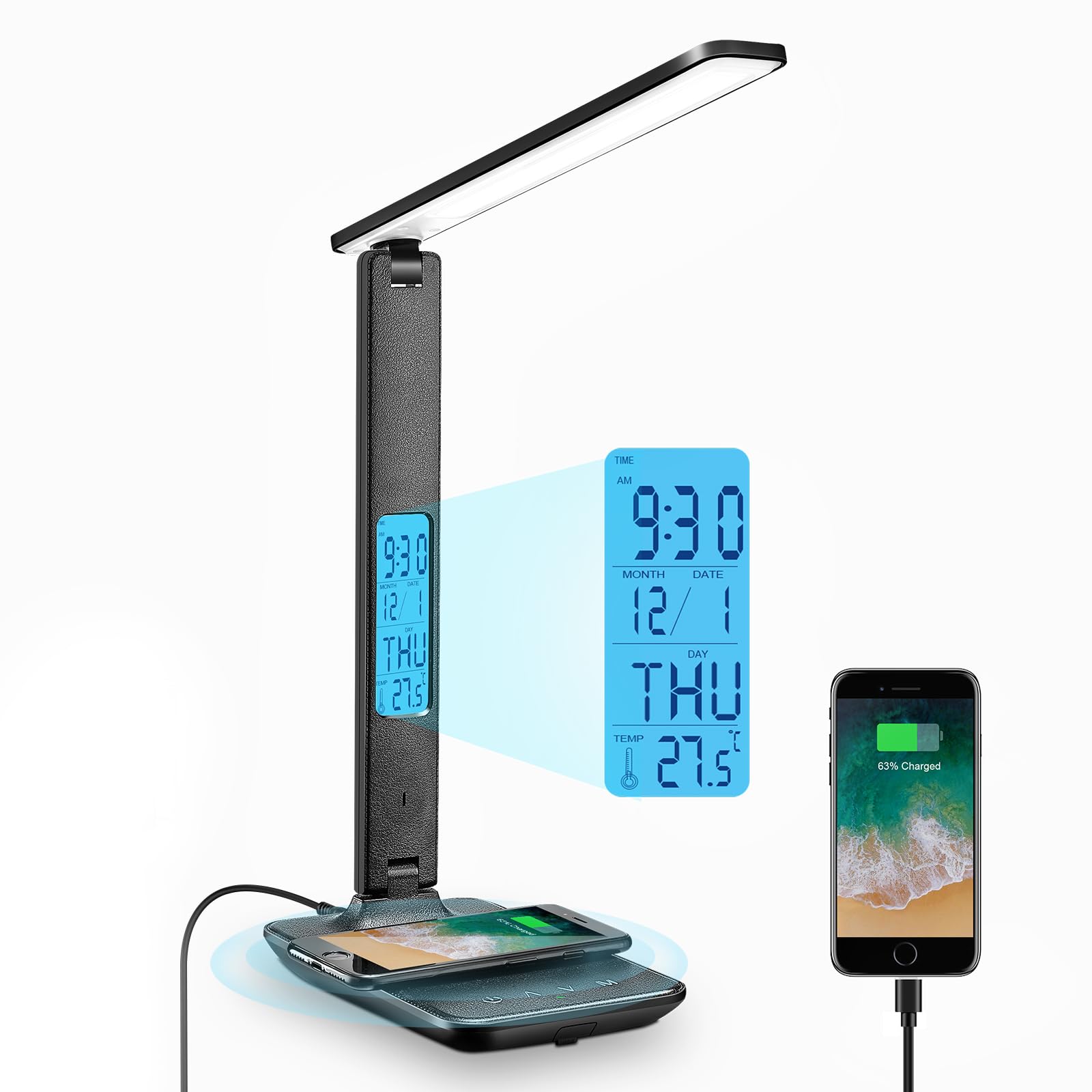 デスクライト テーブルランプ 学習机 おしゃれ 5段調色 3段調色 タッチセンサー 折り畳み 卓上ライト 電気スタンド テーブルスタンド 寝室 子供部屋 勉強 読書 目にやさしい 自然光 TX26C-Black