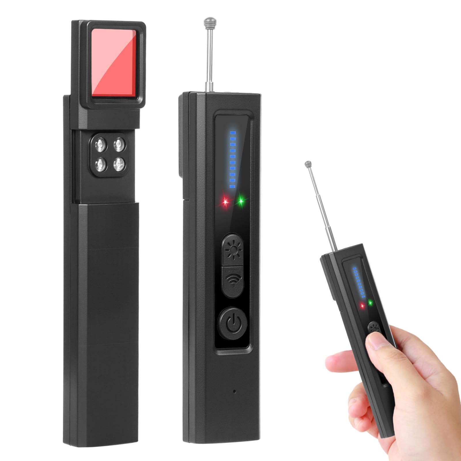 楽天VanVenusFohil 盗聴器発見機 盗撮カメラ発見器 プライバシー保護 電波探知/磁気探知/赤外線探 5段階感度調整 ベル/振動警報 女性護身用 GPS探知機 小型 超軽量 簡単操作 車/部屋/浴室/ホテル/オフィス/家庭/旅行用 日本語取扱説明書付き ブラック