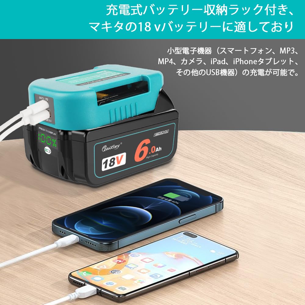 Waitley2個セットマキタ互換 バッテリー...の紹介画像2