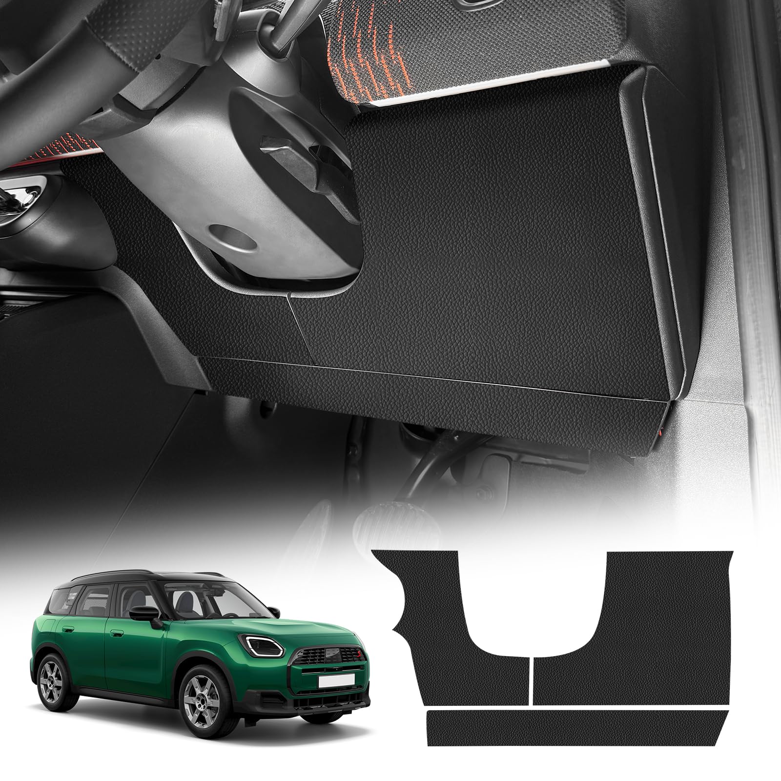KUNGKICミニクーパー 3ドア クーパー J01 SE E 第4世代 2024 2025 専用 キックガード 保護 マット プロテクター 汚れ防止 ステッカー 蹴り防止 内装 パーツ 装飾フレーム アクセサリー (PU, レザー調)