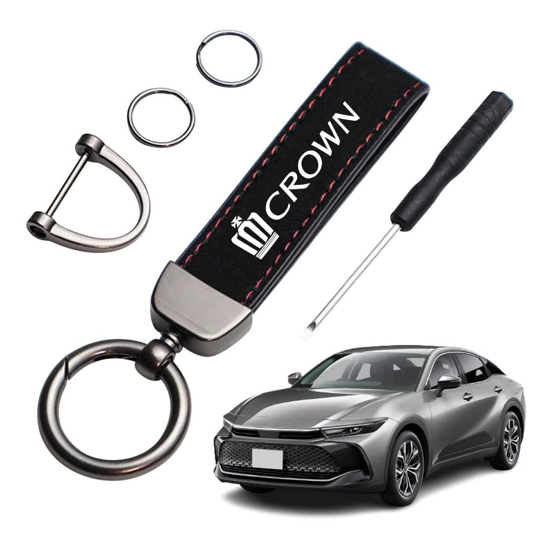 [LUTU] 新型クラウン30系 20系 10系~全シリーズ適用 キーホルダー 車 鍵 キーホルダー キーケース キーチェーン スエード質感 専用ロゴ 回転調整機能 防錆 落下防止 手触りいい ドイツデザイン 高耐久性 防水 防傷 おしゃれ プレゼント 軽