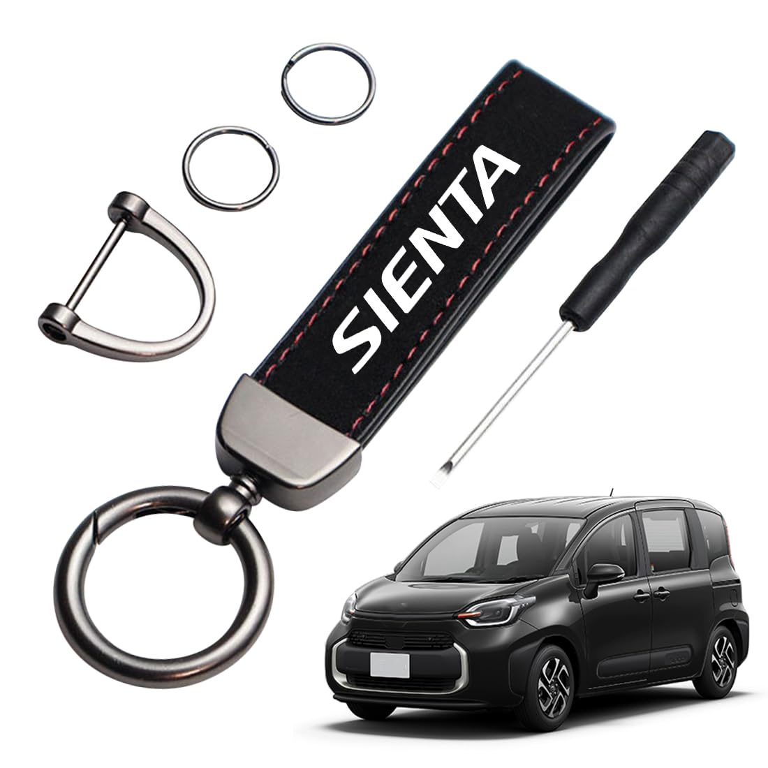 [LUTU] 新型シエンタMXPC10G NSP170G NCP175G NCP81G~全シリーズ適用 キーホルダー 車 鍵 キーホルダー キーケース キーチェーン スエード質感 専用ロゴ 回転調整機能 防錆 落下防止 手触りいい ドイツデザイン 高耐久性