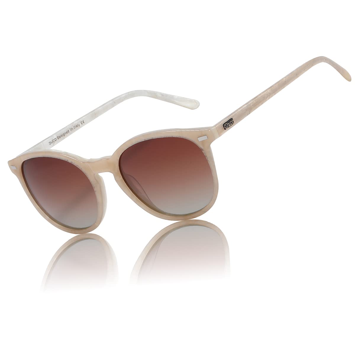[DUCO] サングラス レディース uvカット 丸サングラス uv400 偏光 レンズ ファッションなデザイン sunglasses women 紫外線カット 1230 (オフホワイト)