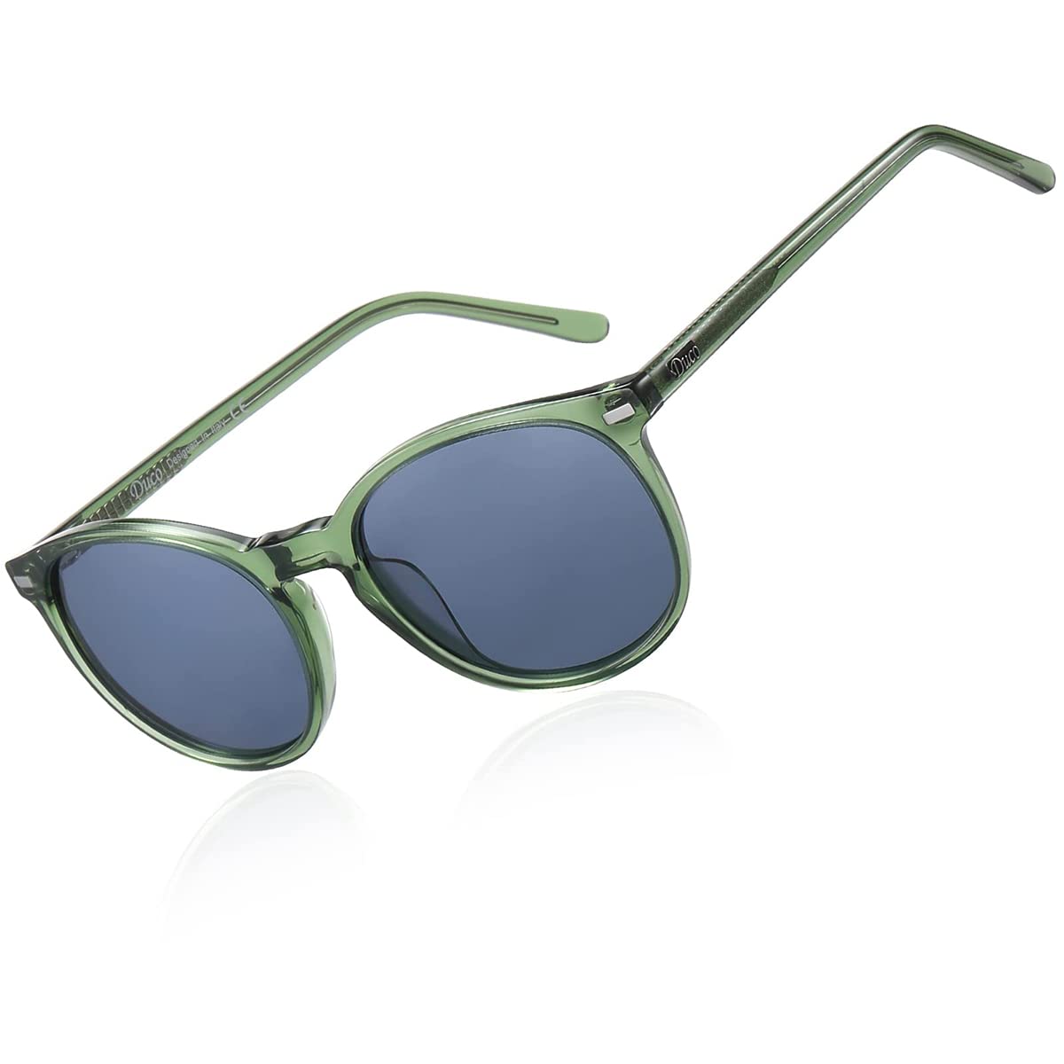 [DUCO] サングラス レディース uvカット 丸サングラス uv400 偏光 レンズ ファッションなデザイン sunglasses women 紫外線カット 1230 (Transparent Green)