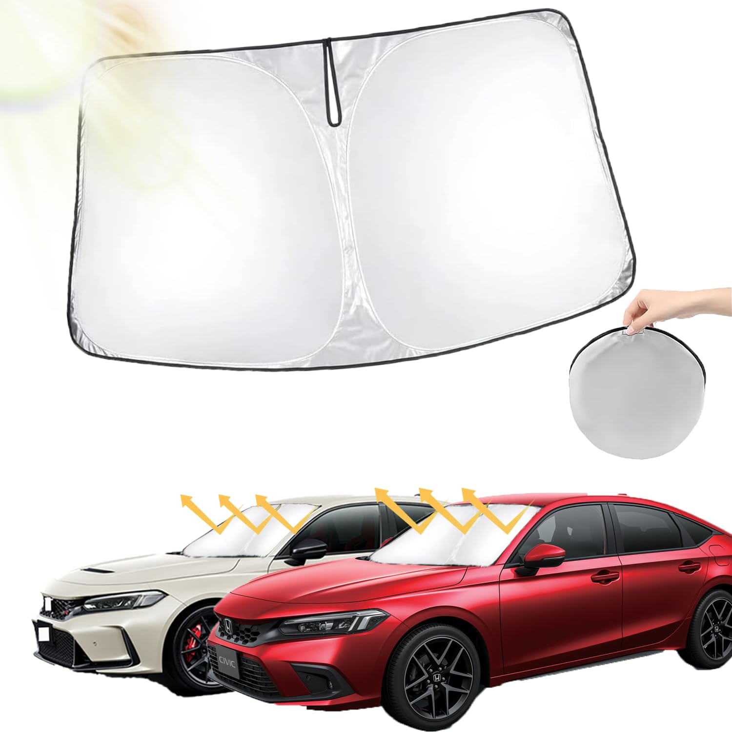 【2025年最新・強化版】oricarmes ホンダ シビック fl1 / シビック fl4 / シビックタイプr fl5 サンシェード フロントガラス シビック サンシェード 遮光断熱 日よけ 車中泊 収納袋付 シビック fl1 パーツ