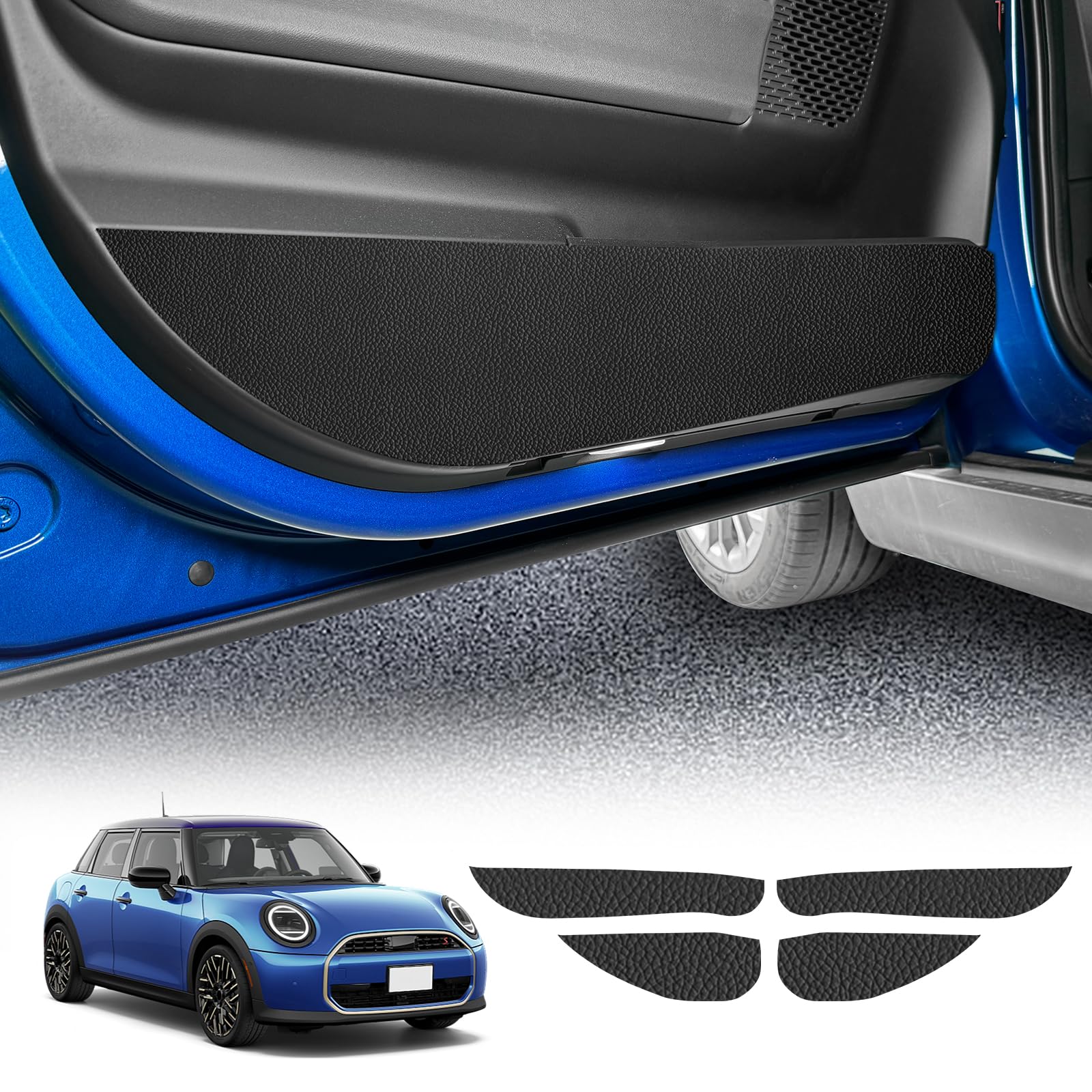 KUNGKIC 2024 2025 第4世代 新型ミニクーパー 5ドア F65 専用 ドアキックガード ドアプロテクター キズ 汚れ防止 インテリア 保護 内装 車内グッズ アクセサリー(レザー調)