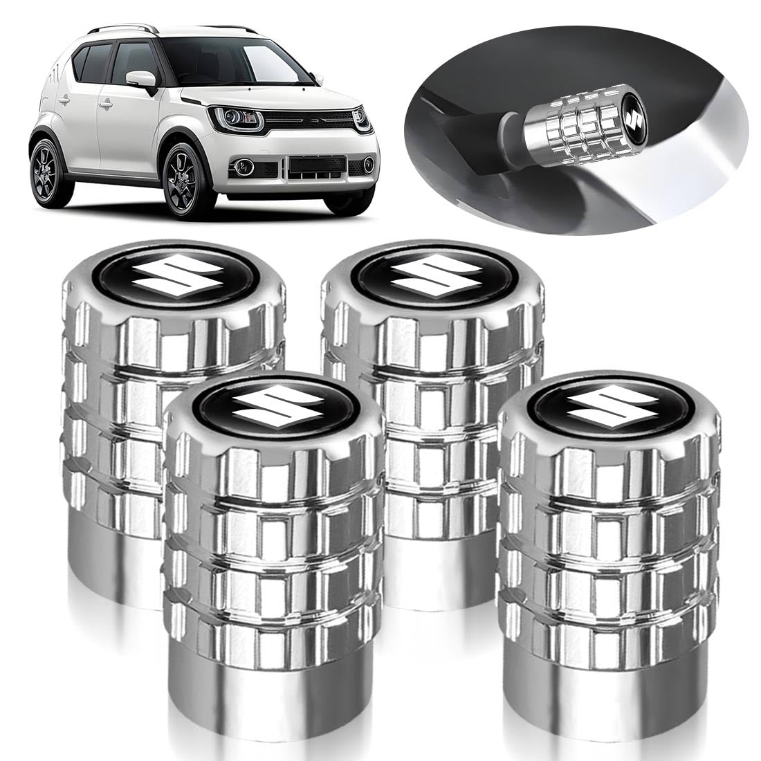 LUTU バルブキャップ スズキ全シリーズ タイヤバルブ 防錆 防腐食 外装アクセサリー カーパーツ 流線型..