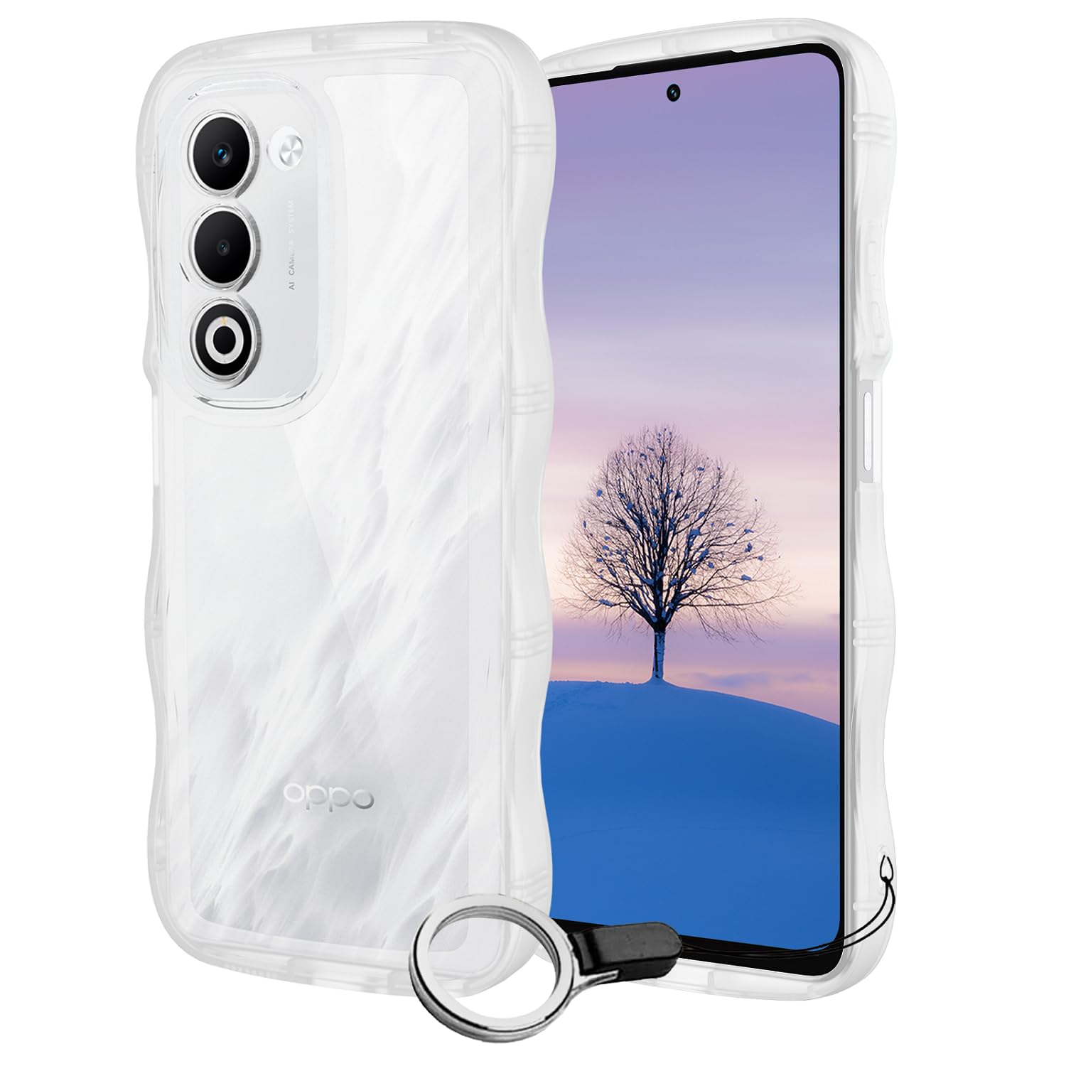 樂天商城 - OPPO A5 5G ケース クリア ウェーブ TPU波状のバンパー 透明 スマホケース かわいい うねうね オッポ A5-5G ウェーブ デザイン 可愛い 韓国 女性用 薄型 人気 おしゃれ 耐衝撃 ストラップホール付き(クリア)