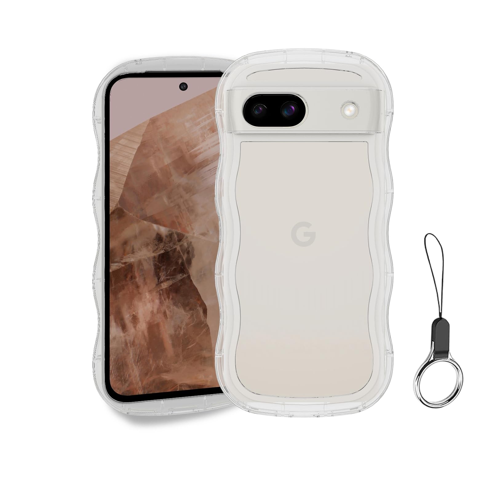 Google Pixel 8A ケース クリア ウェーブ ピクセル 8A TPU波状のバンパー 透明 スマホケース かわいい うねうね グーグル ピクセル8A ウェーブ デザイン 可愛い 韓国 薄型 人気 おしゃれ 耐衝撃 黄ばみなし グーグルピクセル8A