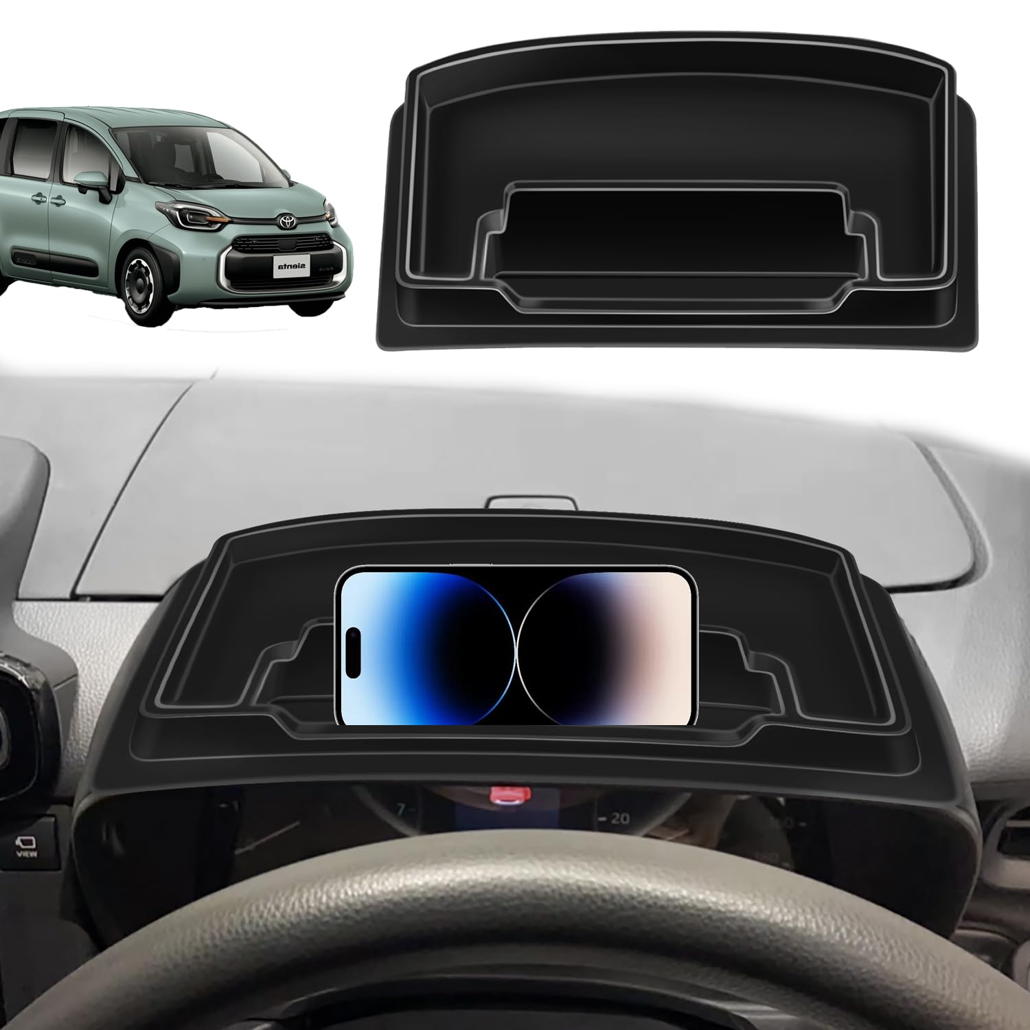 【シエンタ 10系 アクセサリー】oricarmes シエンタ スマホホルダー シエンタ 収納ボックス ダッシュボードトレイ 新型シエンタ専用 片手操作 トヨタ シエンタ カーアクセサリー