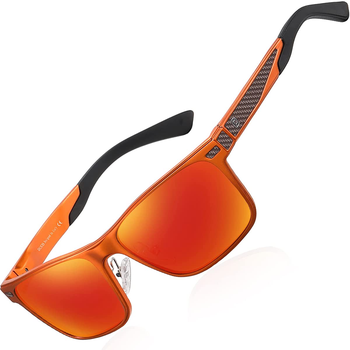 [DUCO] サングラス メンズ 運転用 偏光 サングラス 釣り用 高級炭素繊維素材 へんこう さんぐらす ウェリントン sunglasses for men UVカット おしゃれ 8207 (オレンジ)