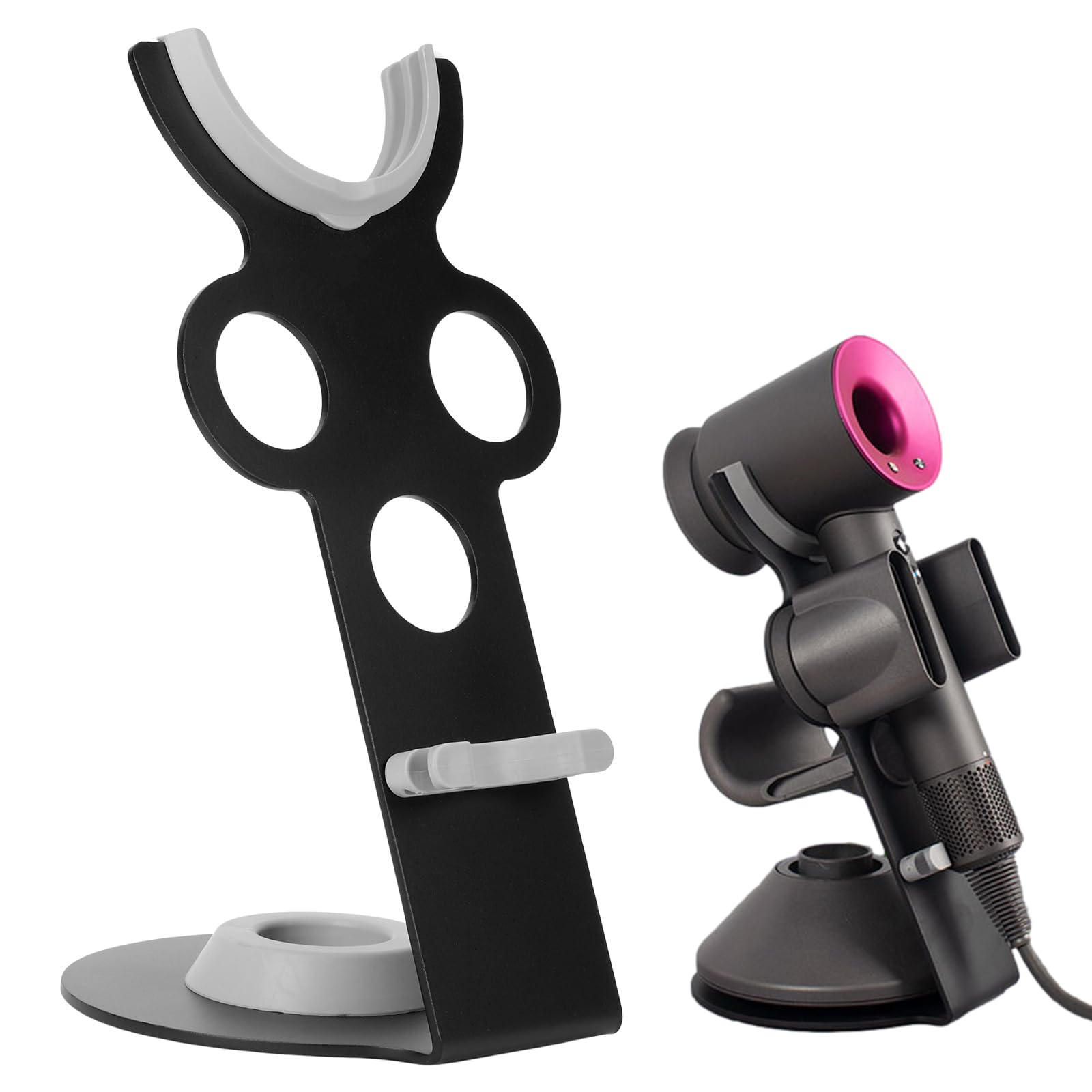 aleawol ダイソン ドライヤーホルダー 新型 マグネット 卓上 ドライヤースタンド ダイソンのすべてのドライヤーに対応、ヘアドライヤー 収納 コードクリップ付き インストール不要 バスルーム、寝室、美容室、美容院用