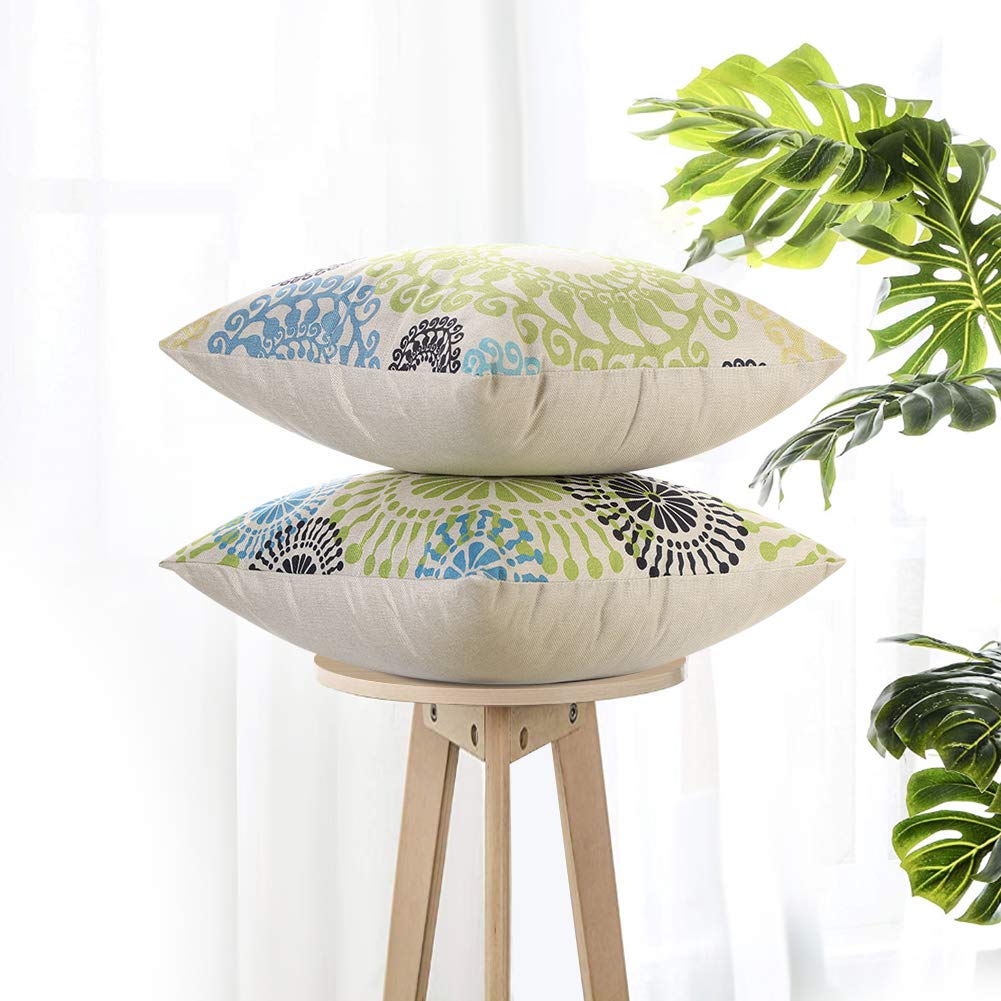 OTOSTAR クッションカバー 45x45cm 北欧 2枚セット おしゃれ 可愛い 柄 亜麻 リネン ソファー用クッションカバー ソファ背当て 装飾枕カバー 座布団カバー