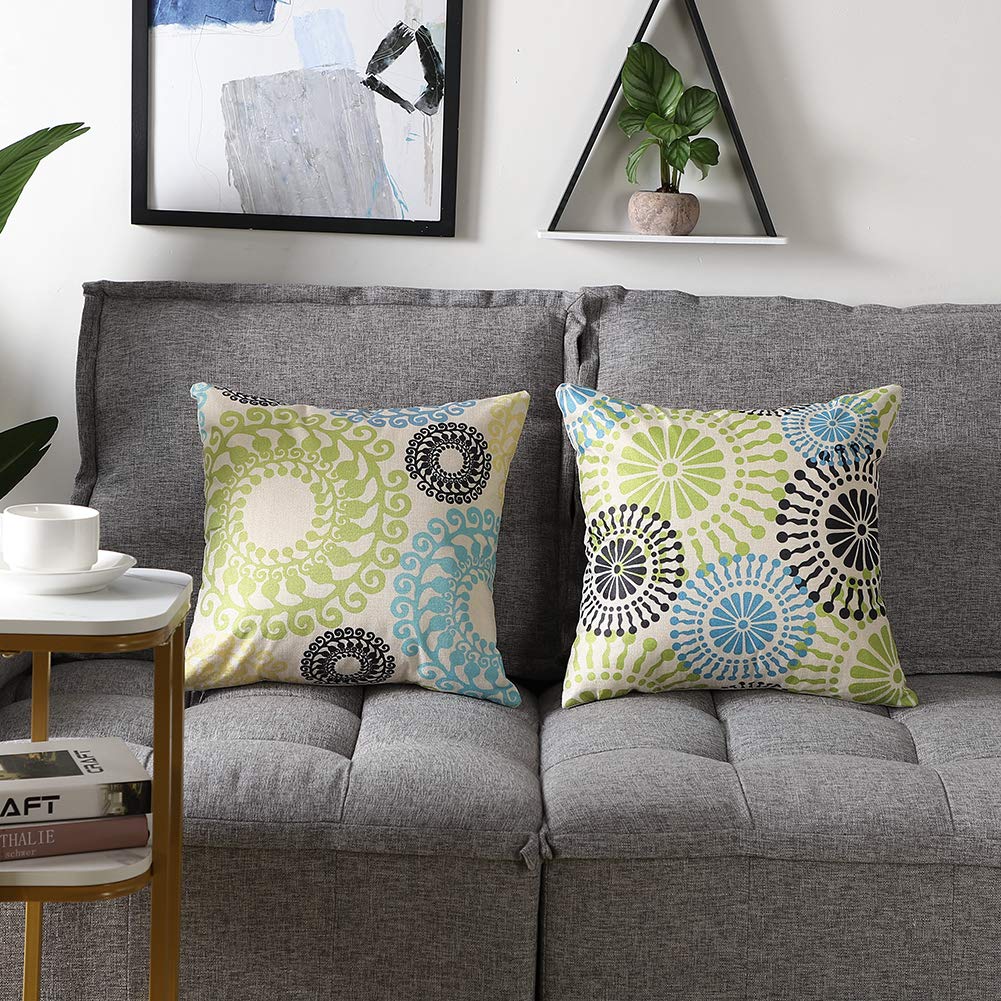 OTOSTAR クッションカバー 45x45cm 北欧 2枚セット おしゃれ 可愛い 柄 亜麻 リネン ソファー用クッションカバー ソファ背当て 装飾枕カバー 座布団カバー