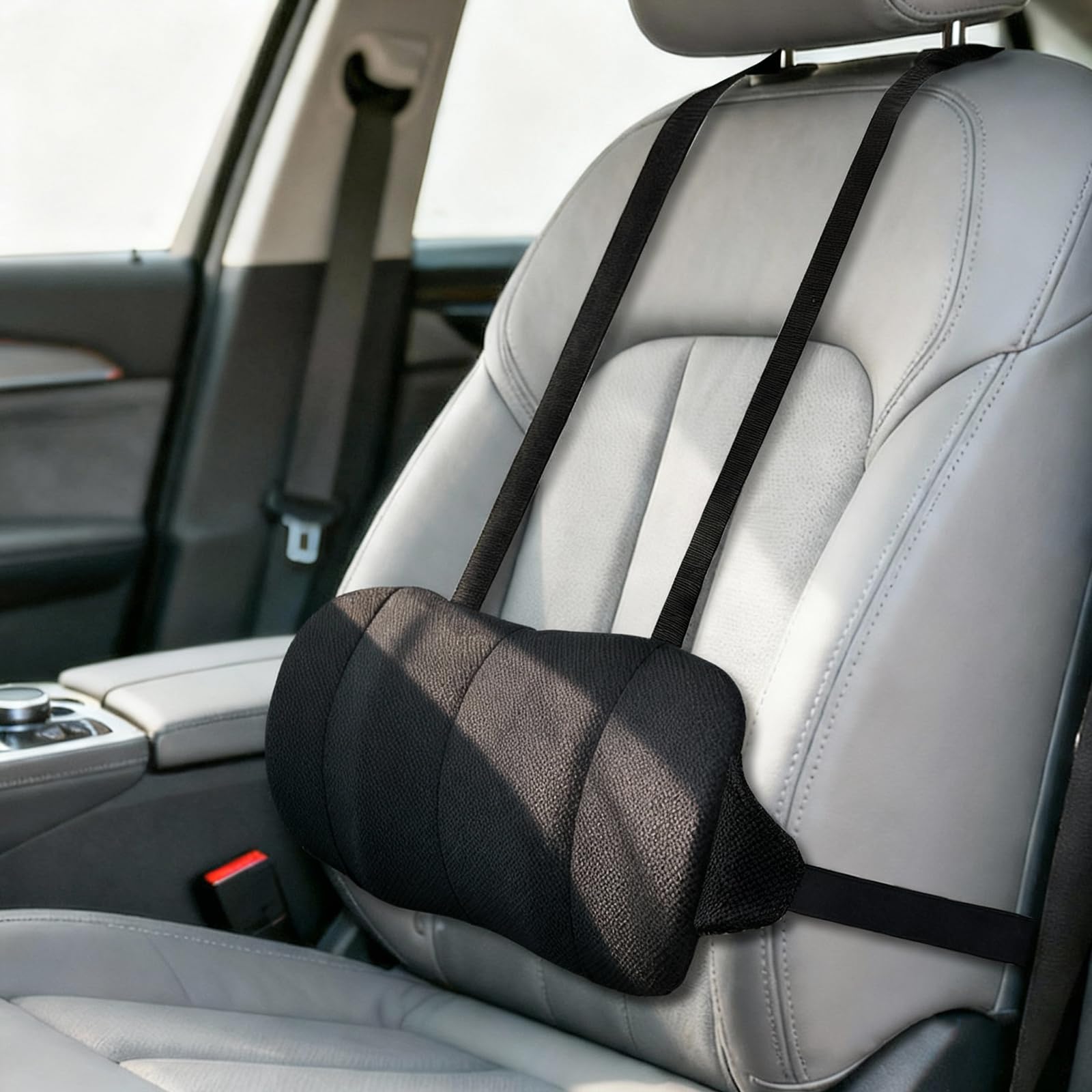 樂天商城 - aleawol ランバーサポート 車 運転席 腰クッション オフィス 高さ調節可能 低反発 簡単取り付け 滑り止め 通気性 カバー取り外し すべての車種に対応 長距離運転 快適グッズ 18.8x39.9x7.6 cm （ブラック）