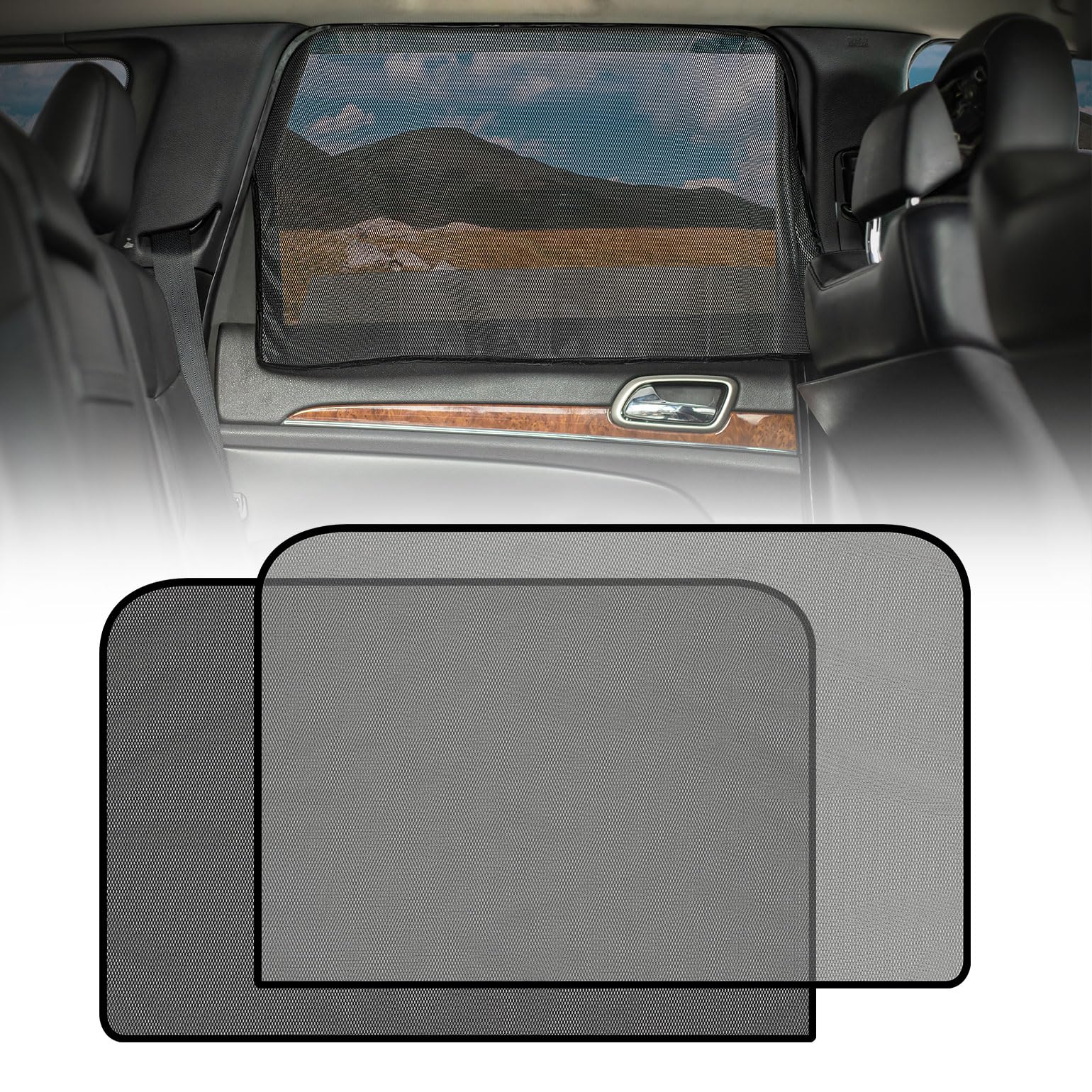 【メッシュ生地】JOYTUTUS 車用網戸 メッシュカーテン 車 マグネットカーテン 防虫ネット 磁石 サイド..