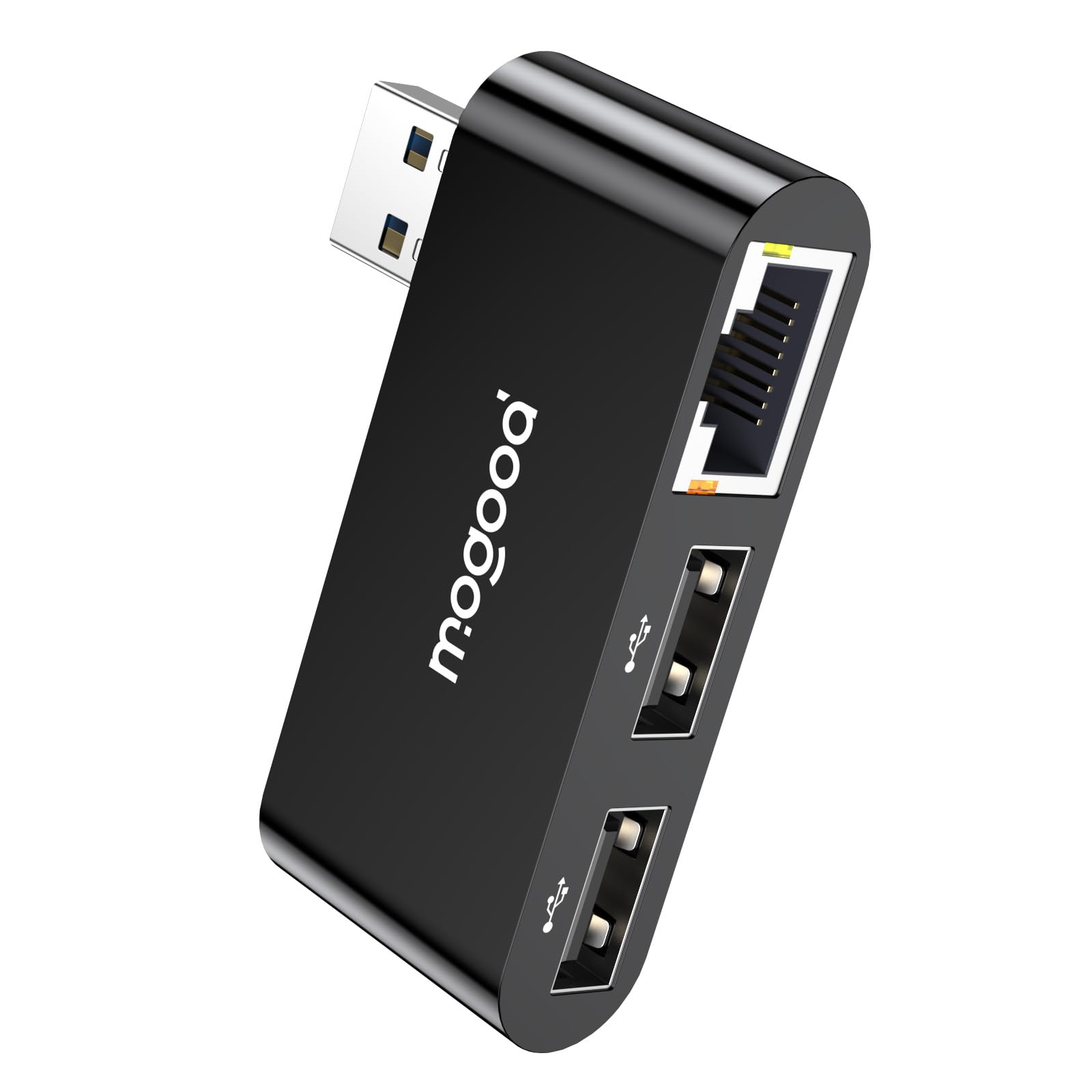 Rakuten - MOGOOD LANアダプター Type A to RJ45 2*USB 2.0とRJ45 1000 MbpsのUSBハブ付き、MacBook Pro/Air、XP、Windowsなどに適した黒いイーサネットLANアダプタ