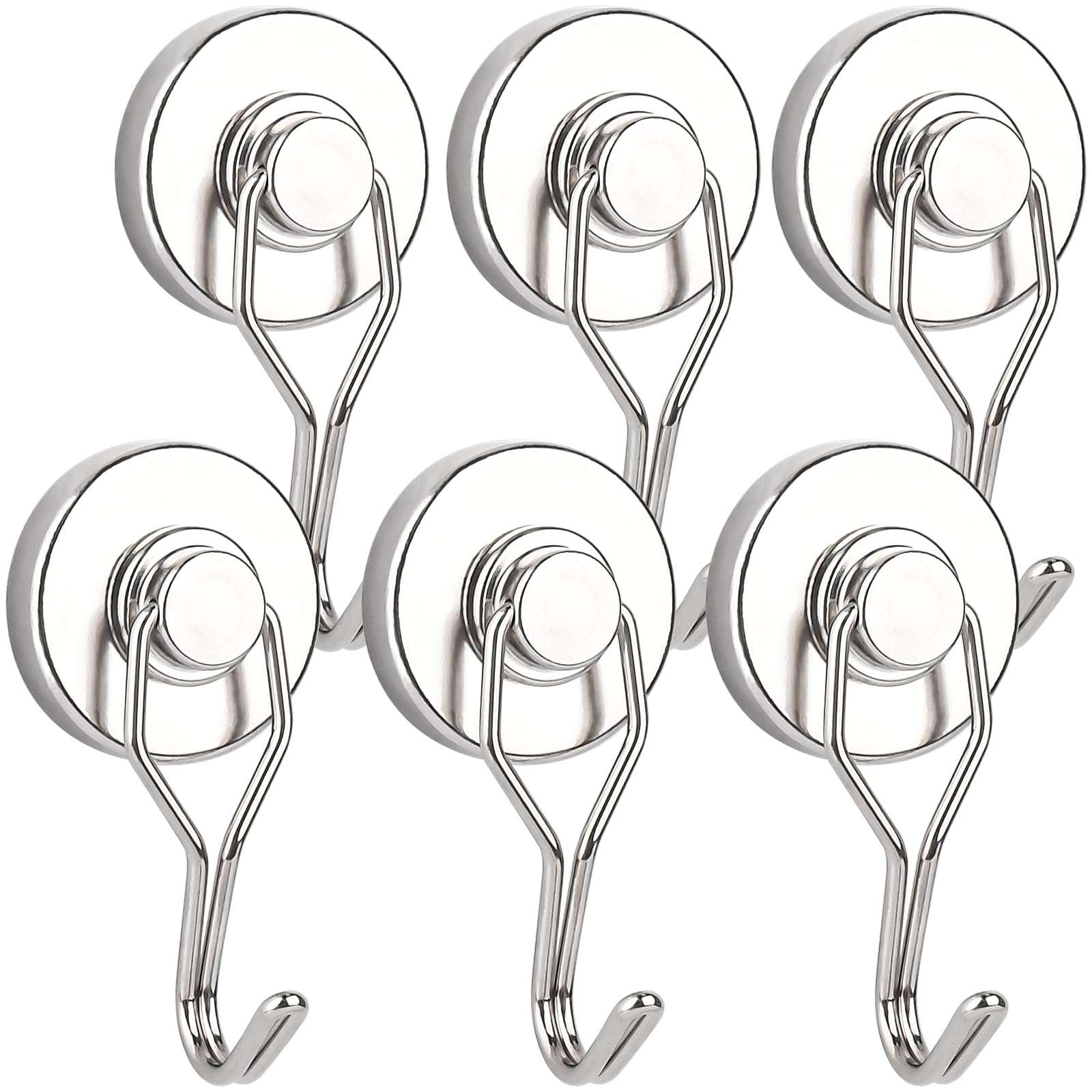 直径36MM 超・力マグネットフック,大きな磁石のフック，6個セット 強力磁石 磁石フック ネオジム磁石 フック 強力マグネットフック 垂直耐荷重30kg 水平耐荷重10kg 防腐食 冷蔵庫 玄関 キッチン用 オフィス用 浴室フック お風呂 壁掛け用 キー