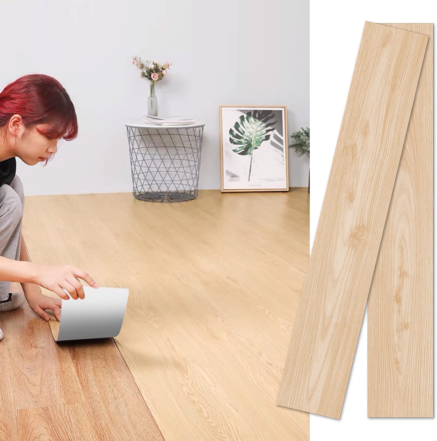 クッション フロア タイル 木目 置くだけ のり残らない 配送込み 床 リメイクシート 賃貸 防水 厚手 ク..