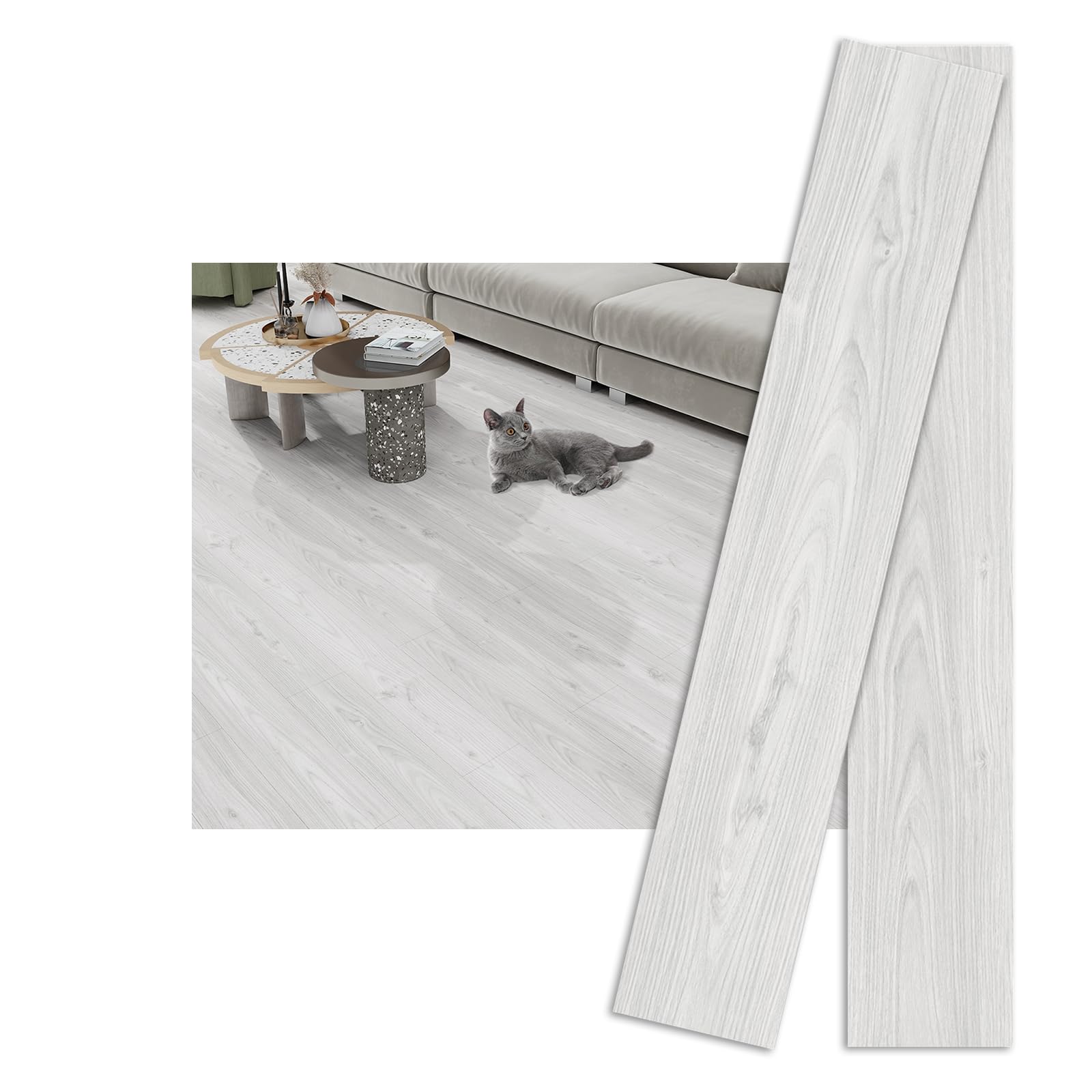 フロアタイル 木目 置くだけ のり残らない 防水 床 リメイクシート 賃貸 防水 厚手 クッションフロア ..