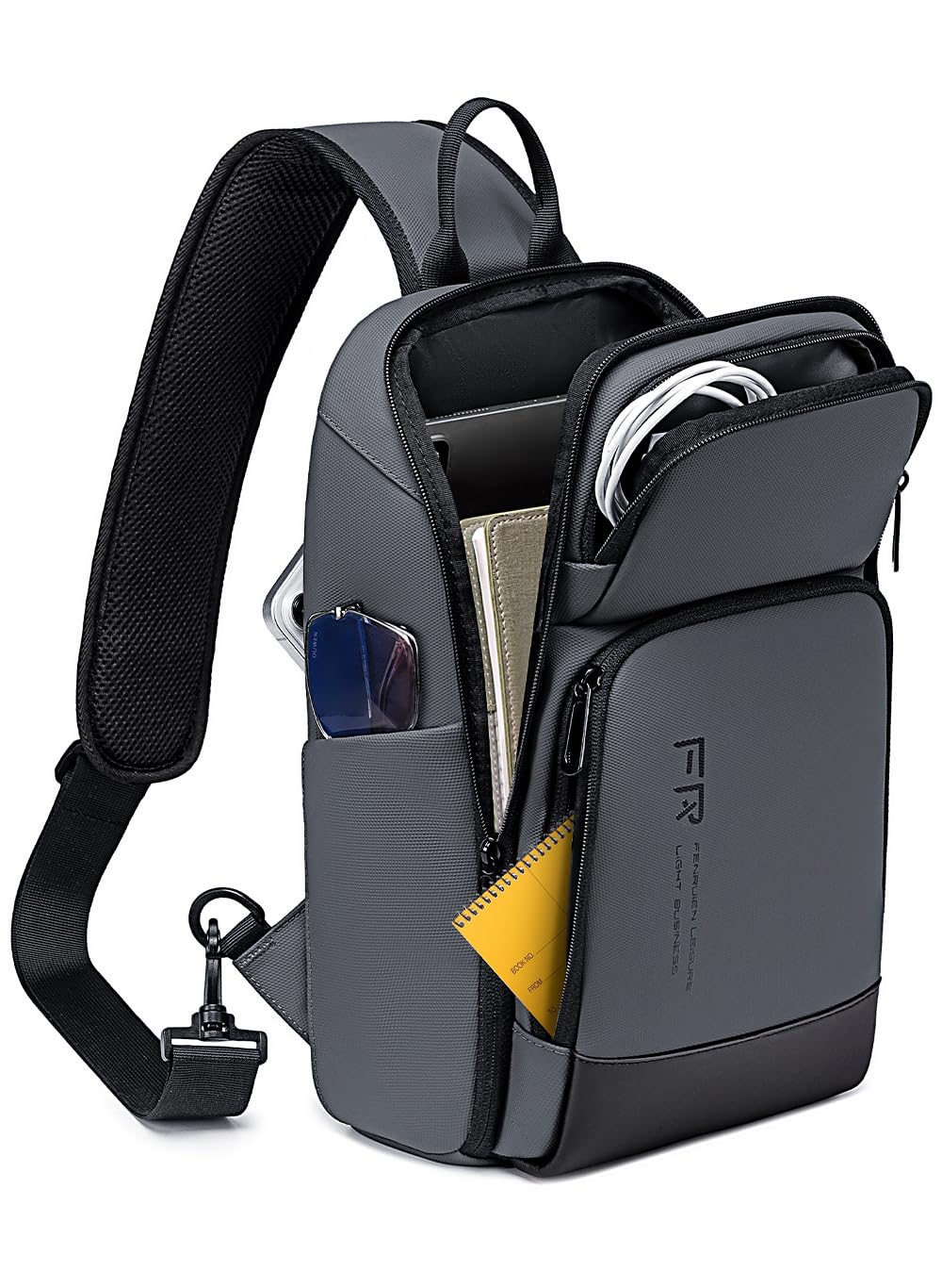 [FENRUIEN] ショルダーバッグ メンズ ボディバッグ 斜めがけバッグ 大容量 ワンショルダーバッグ USB充..