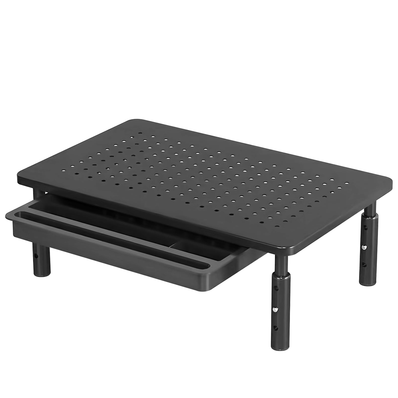 Falala パソコンラック 机上台 放熱対策 卓上ラック 引き出し 机上ラック モニター台 幅37cm 三段階で高さ調整 パソコン台 卓上...